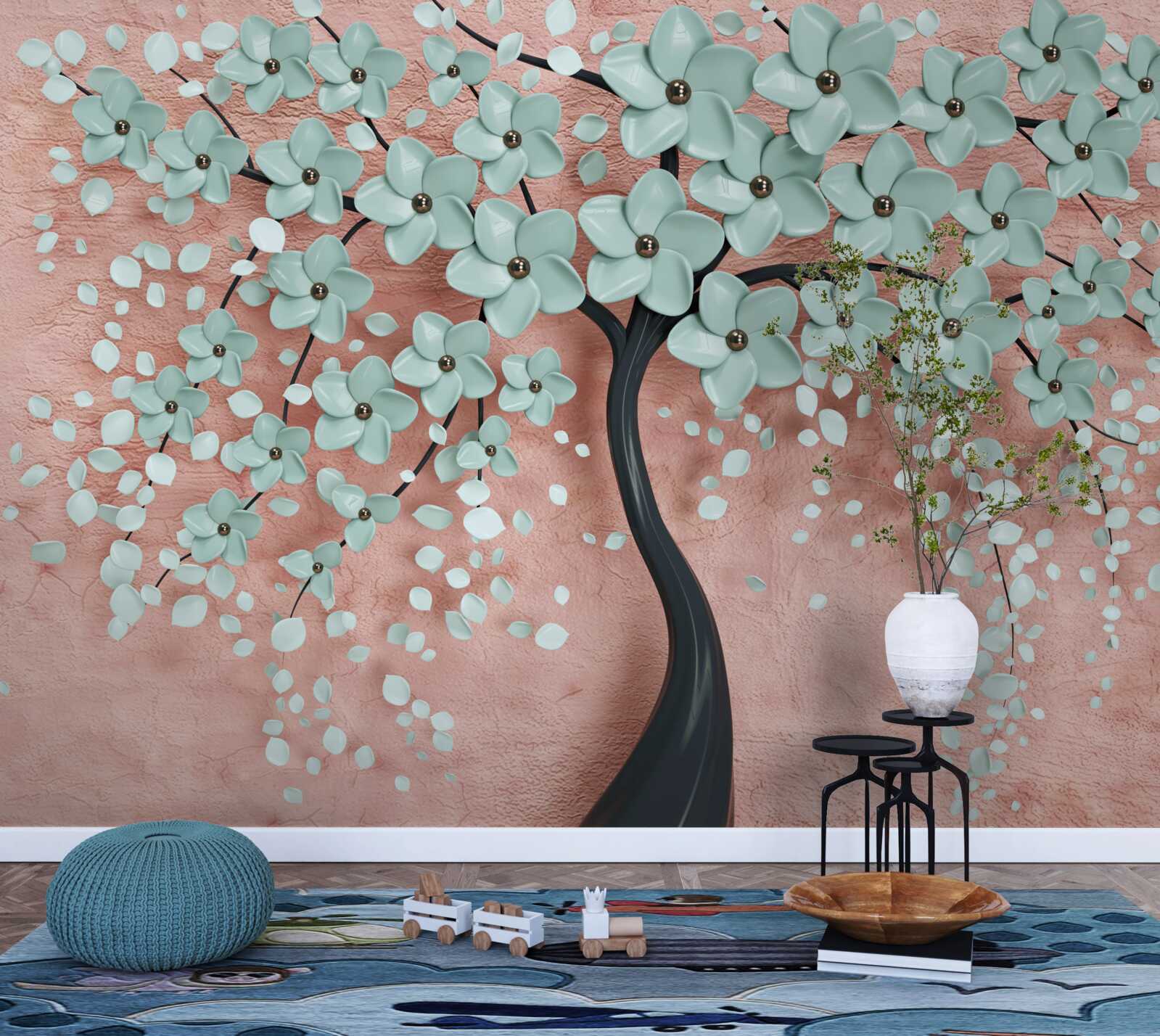 Fototapeta strom s modrými kvetenstvami