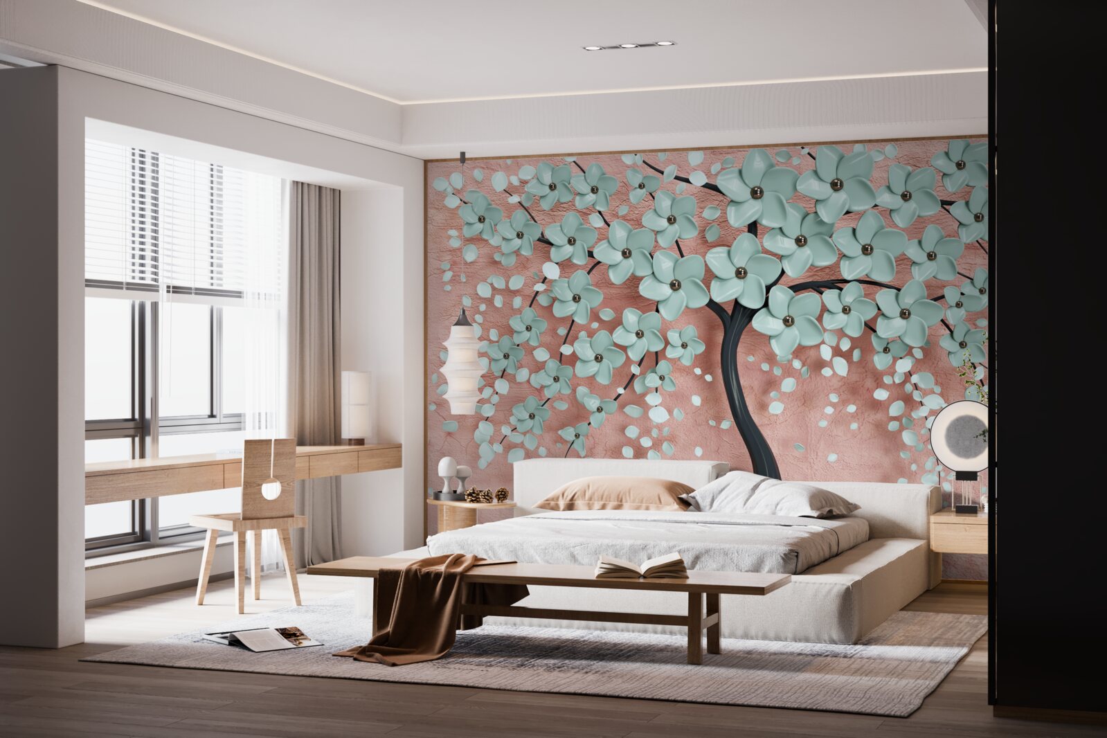 Fototapeta strom s modrými kvetenstvami