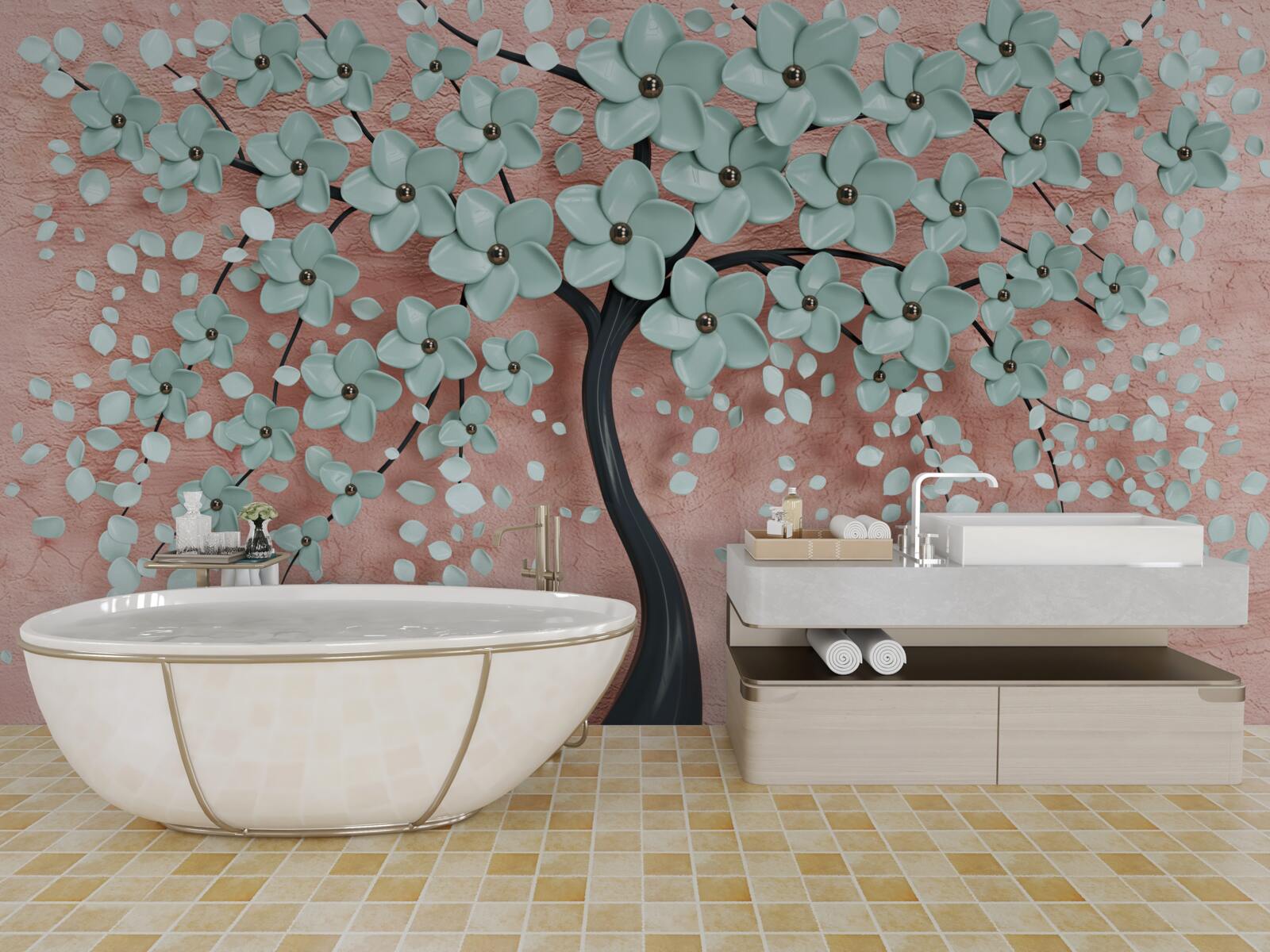 Fototapeta strom s modrými kvetenstvami