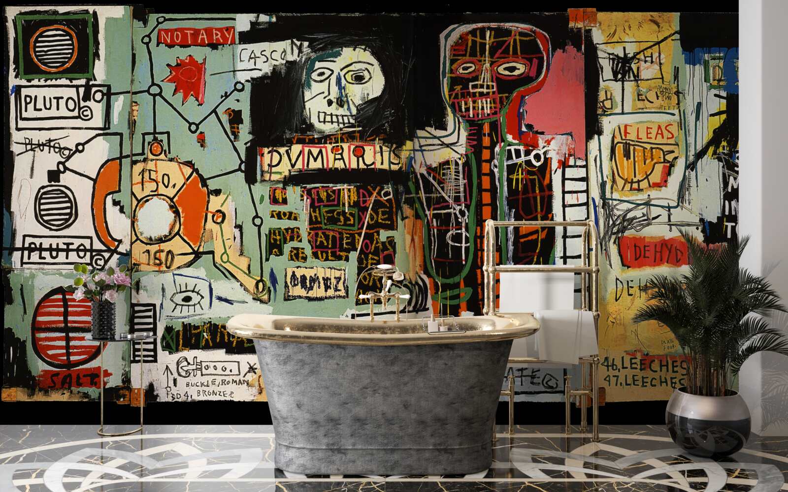 Fototapeta tmavé maľby a nápisy na stenách