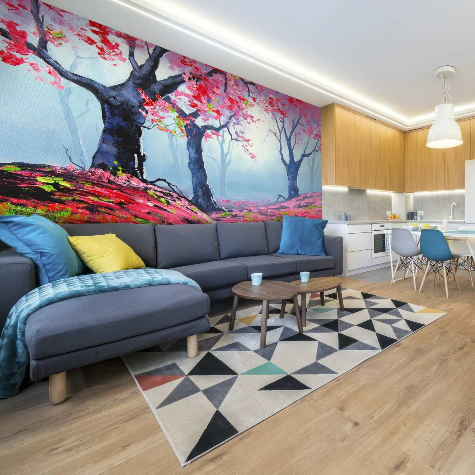 Fototapeta les v jesennej hmle