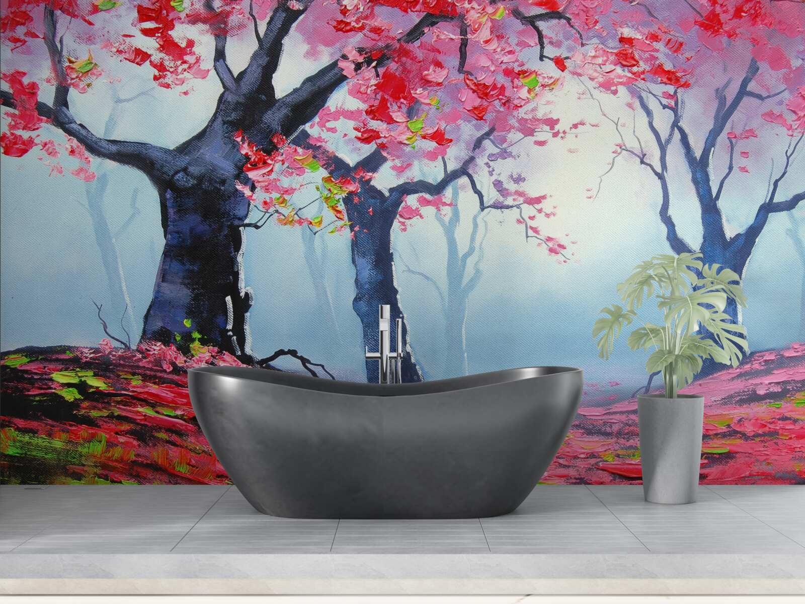 Fototapeta les v jesennej hmle