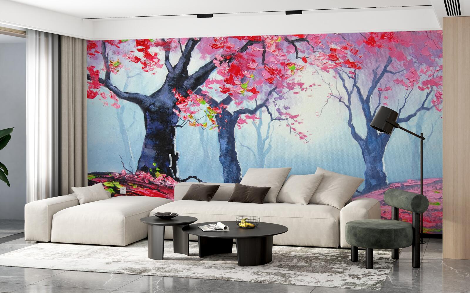 Fototapeta les v jesennej hmle