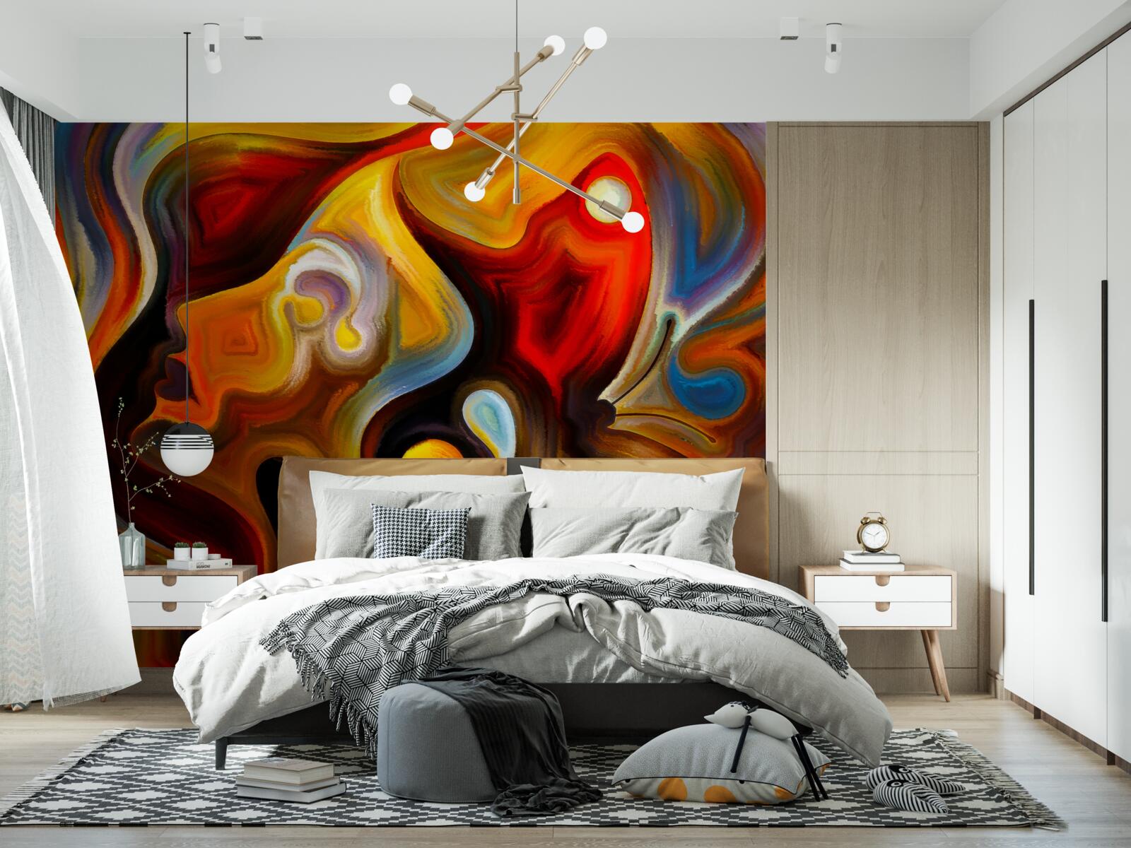 Fototapeta silueta dievčaťa a motýľa v pestrých farbách