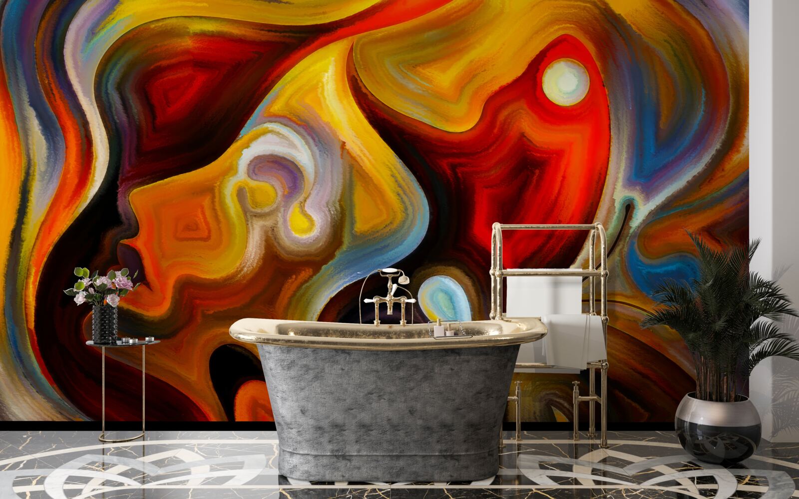 Fototapeta silueta dievčaťa a motýľa v pestrých farbách