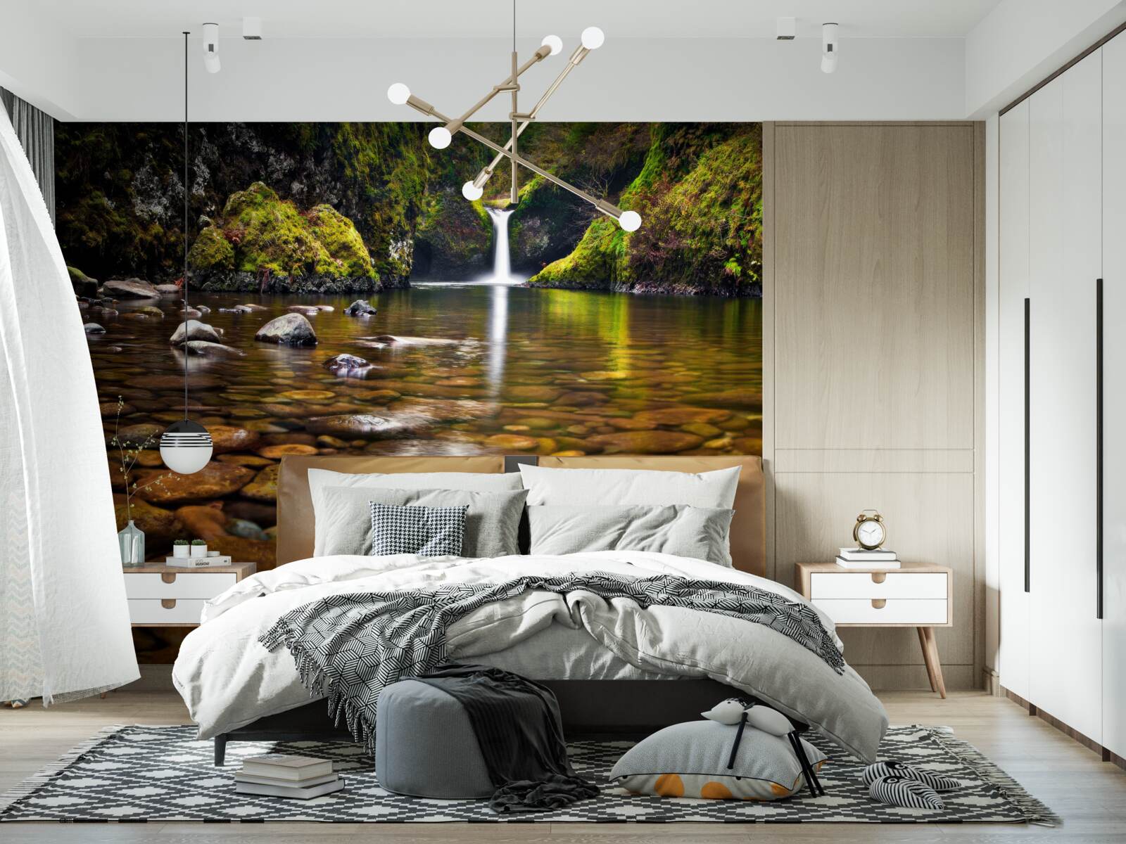 Fototapeta list, ktorý padol na vodnú hladinu v horách