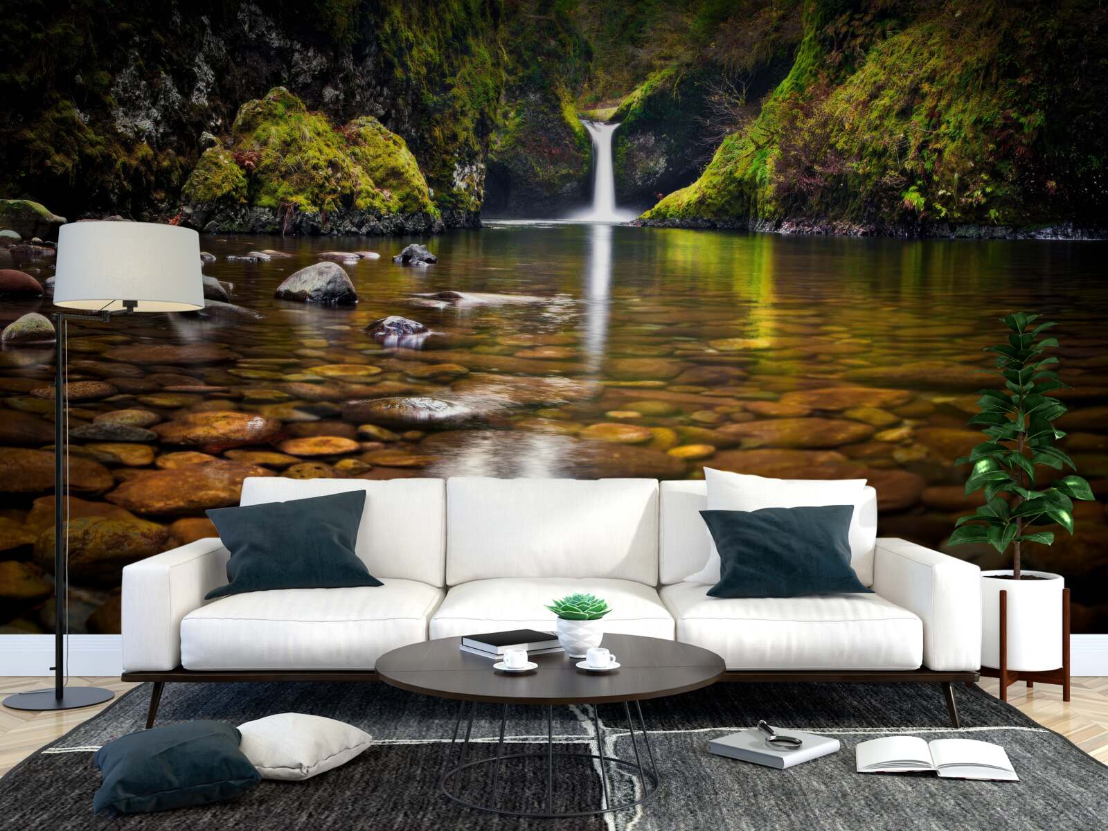 Fototapeta list, ktorý padol na vodnú hladinu v horách