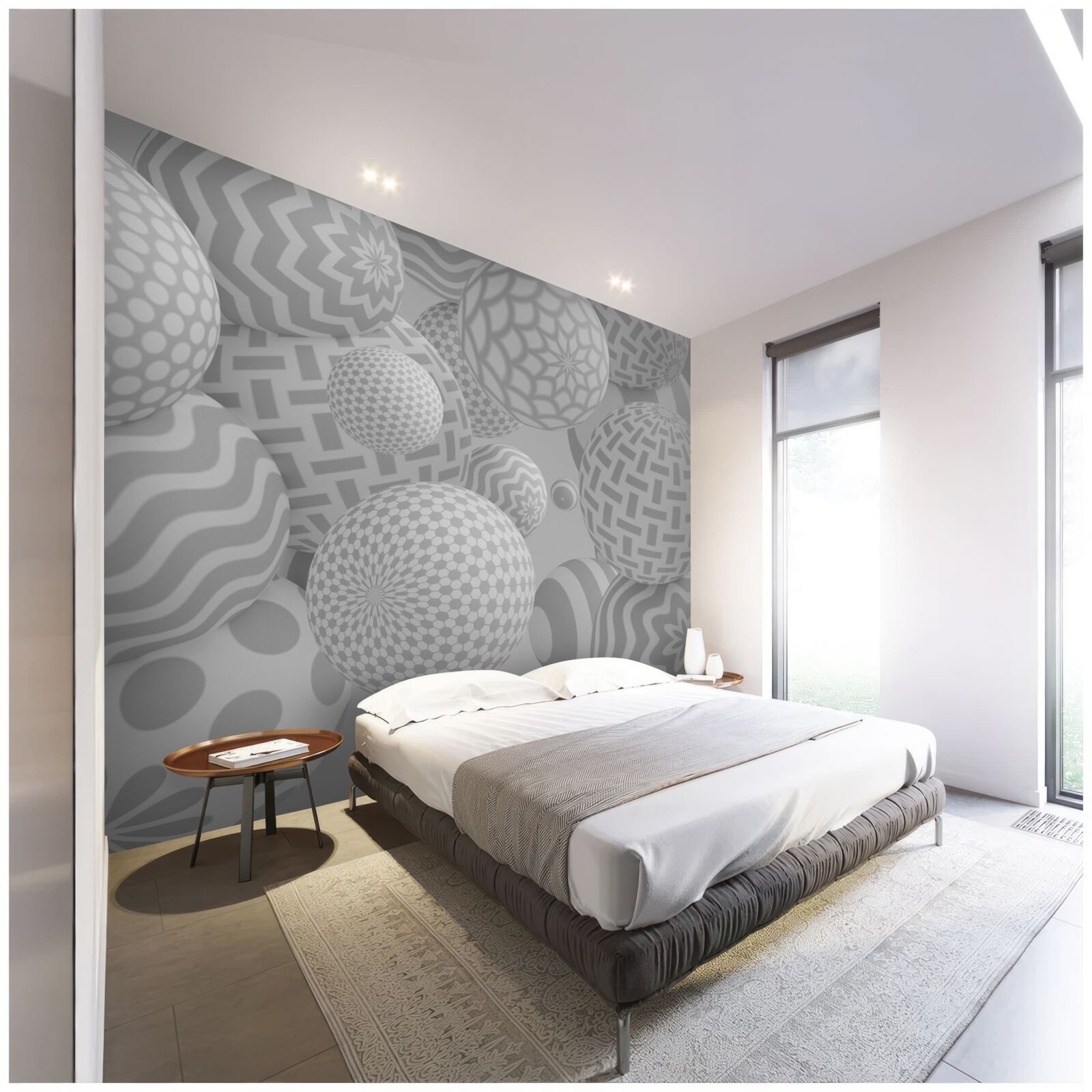 Fototapeta objemové sivé gule