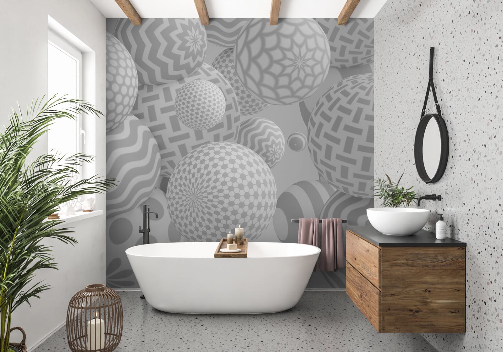 Fototapeta objemové sivé gule