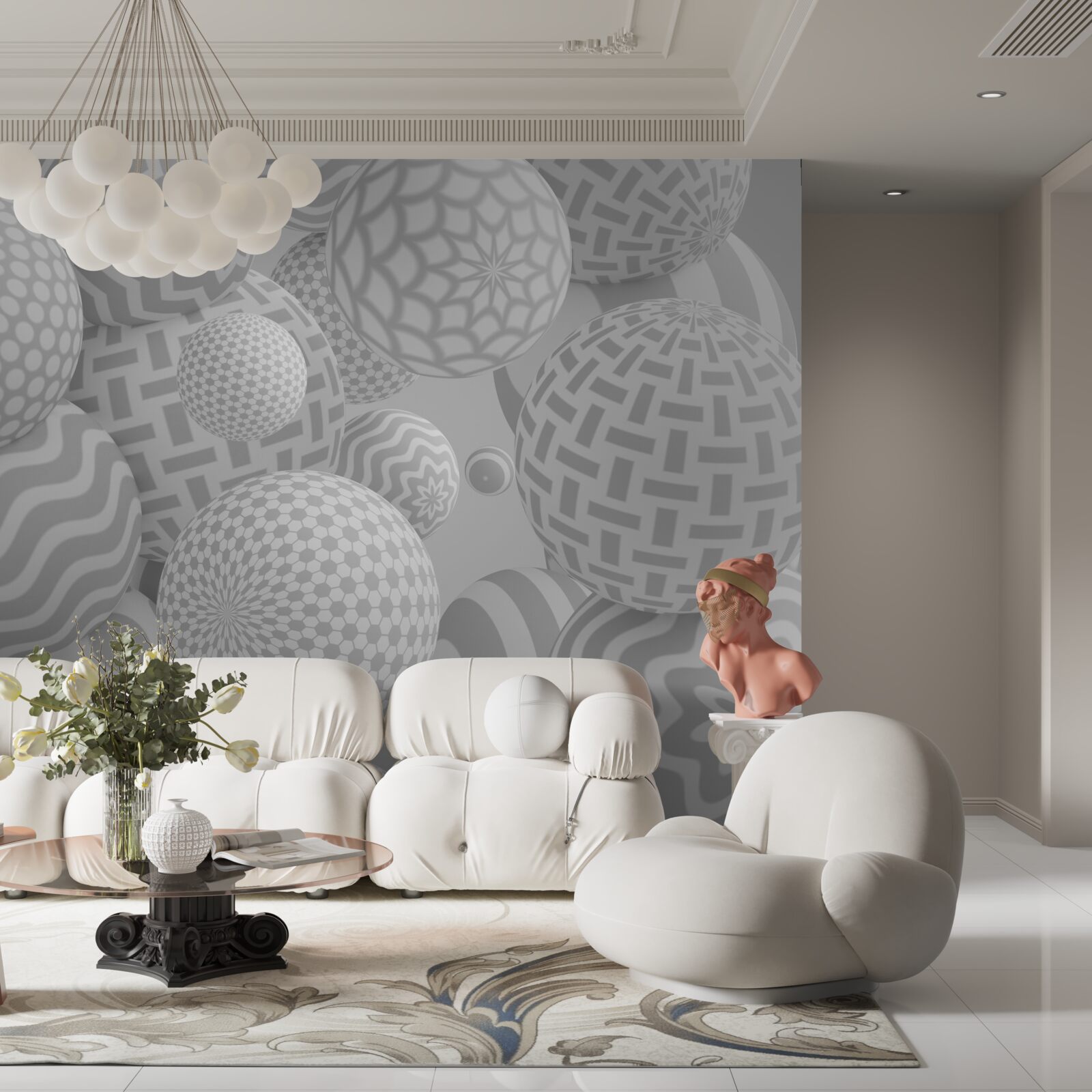 Fototapeta objemové sivé gule