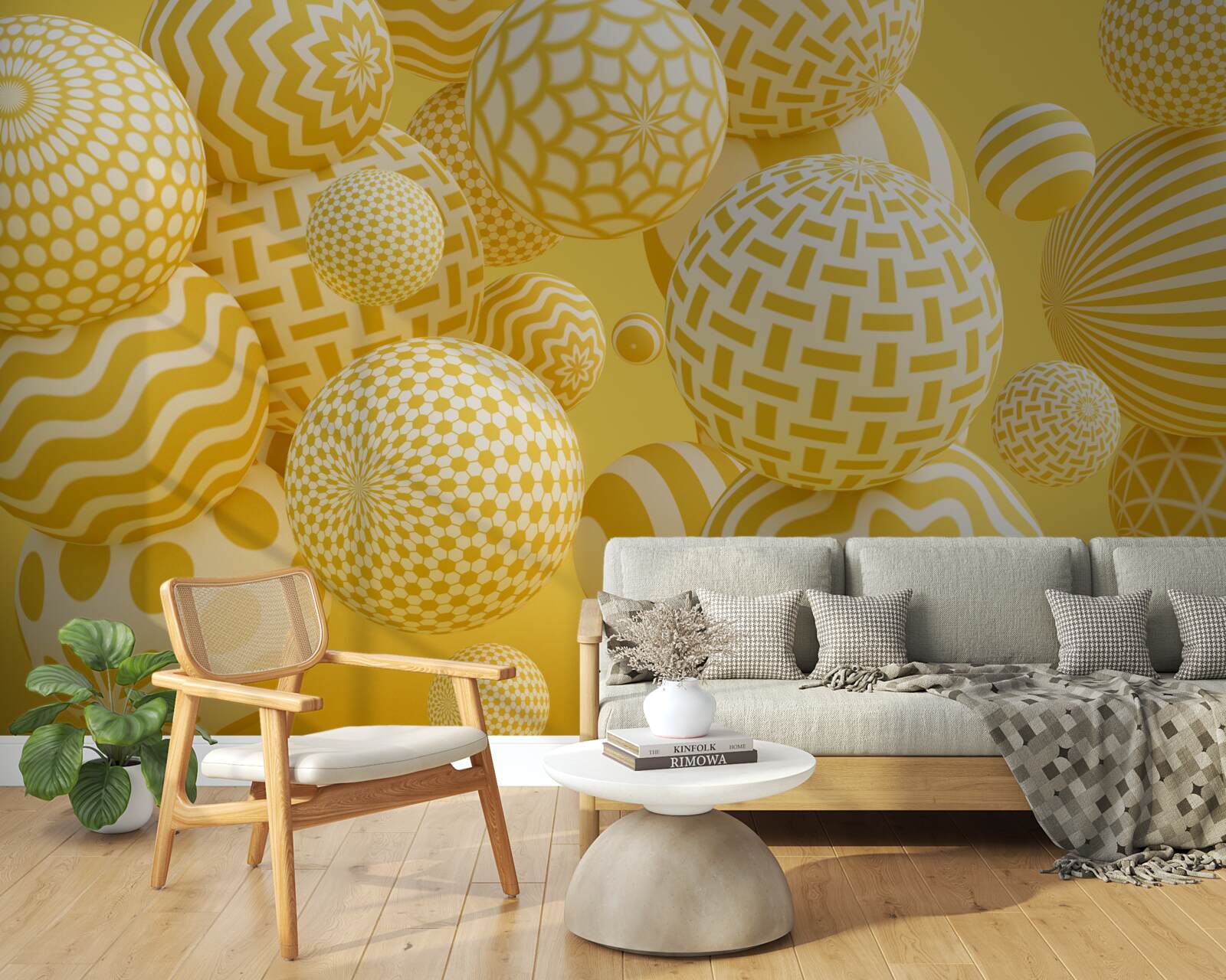 Fototapeta žlté guličky s pruhmi