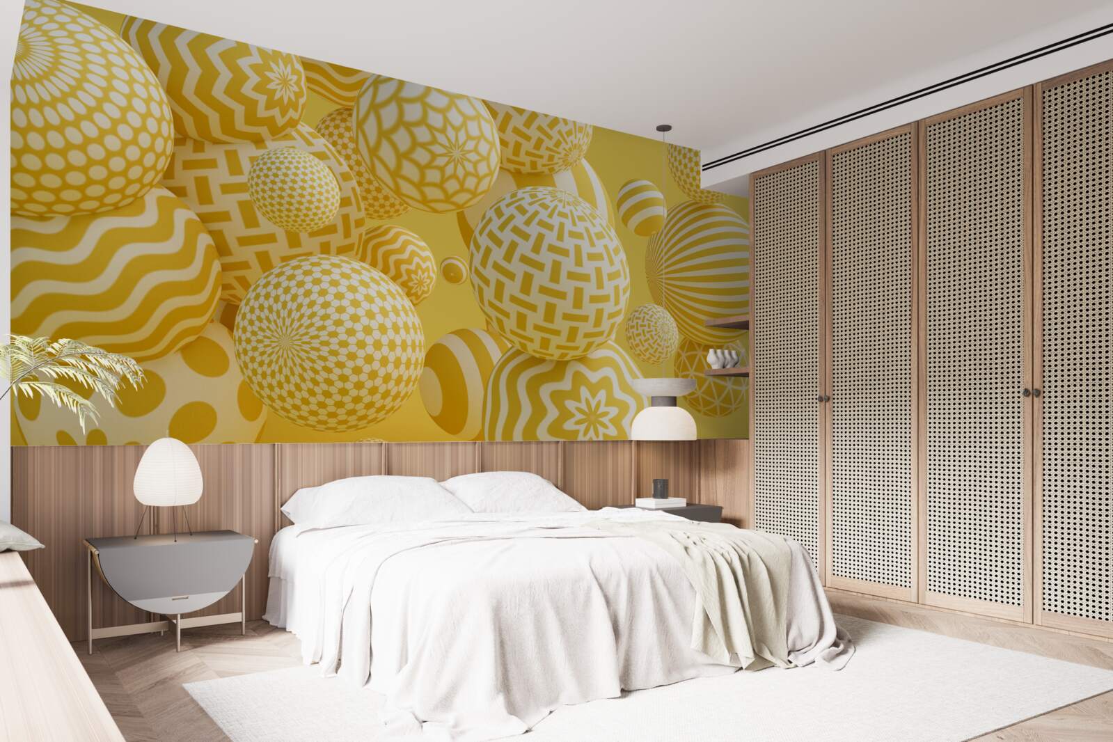 Fototapeta žlté guličky s pruhmi