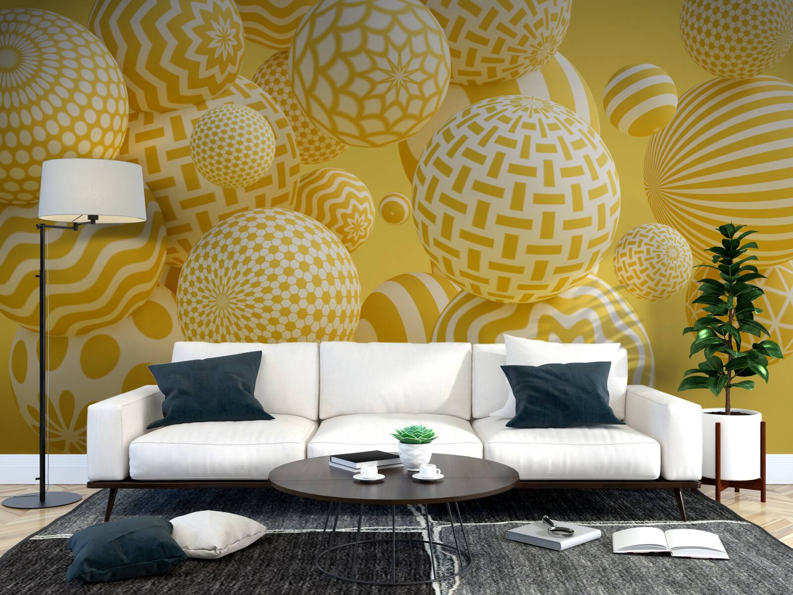 Fototapeta žlté guličky s pruhmi