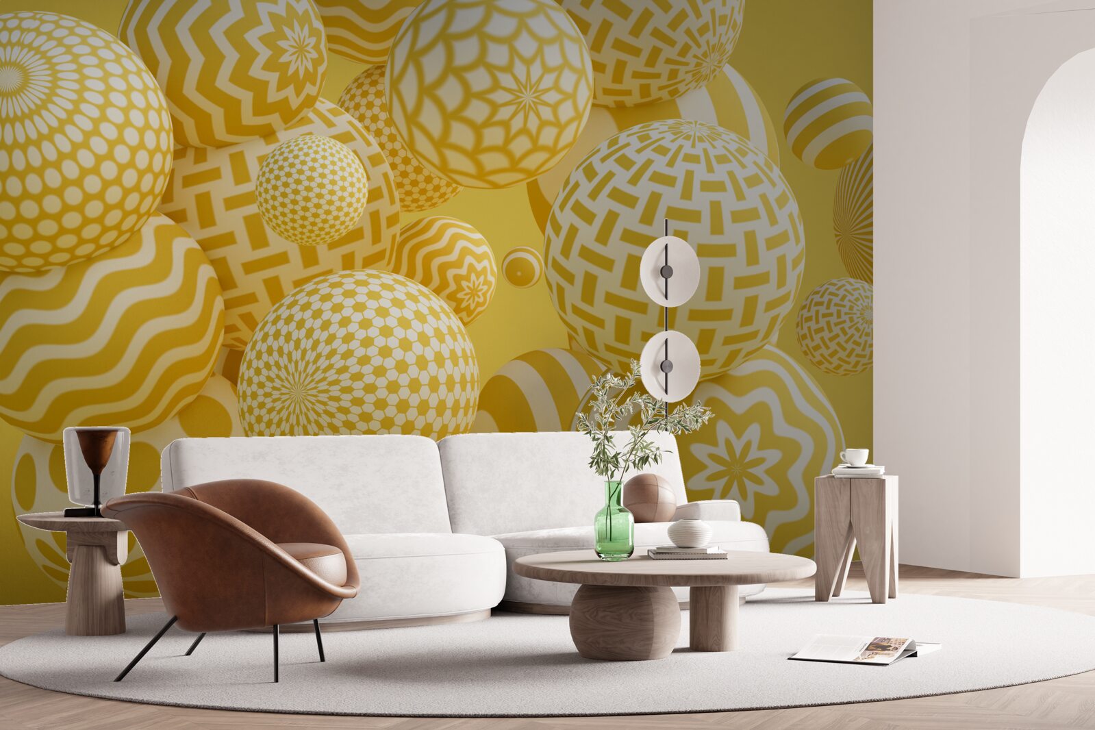 Fototapeta žlté guličky s pruhmi