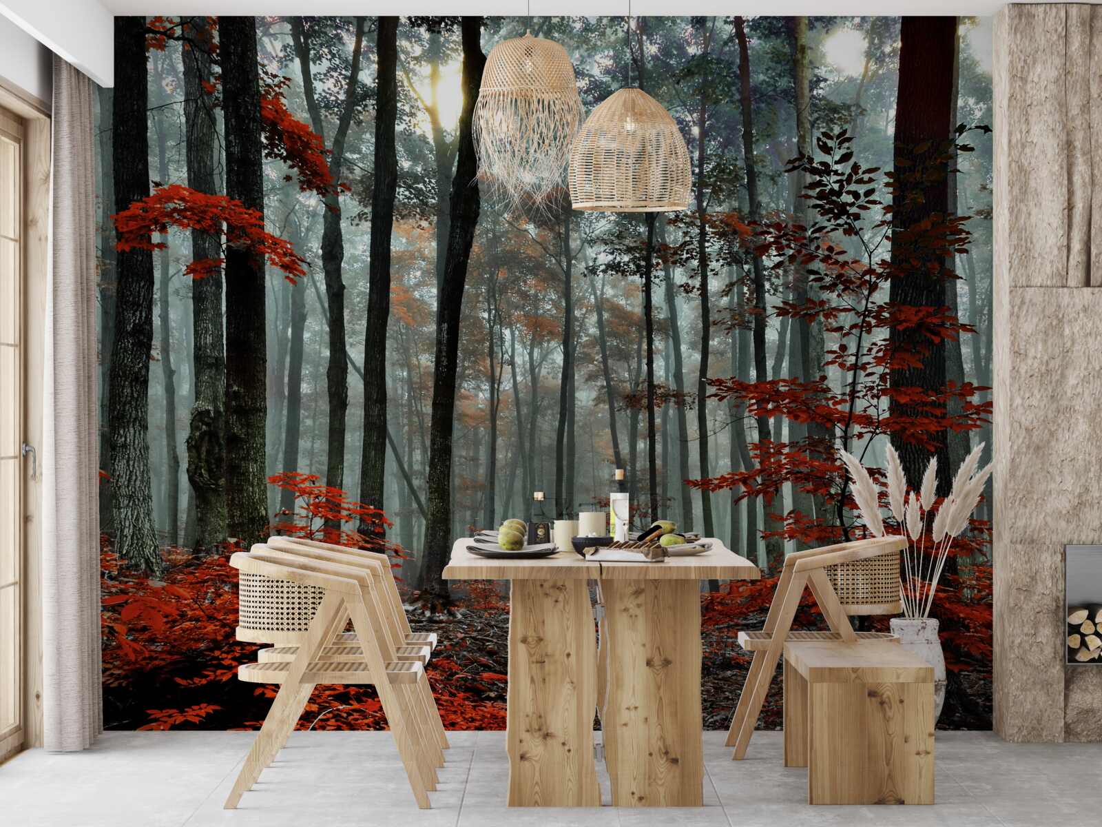 Fototapeta les bez lístia na jeseň