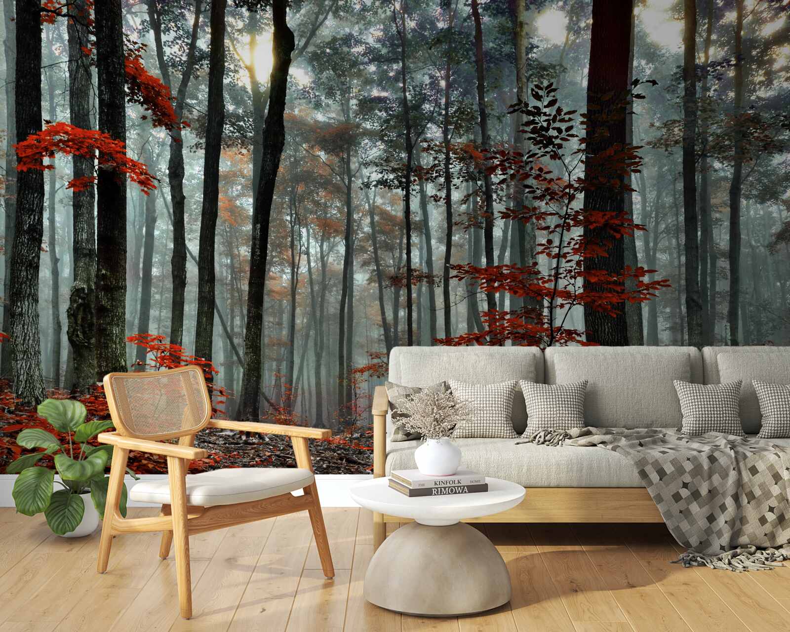 Fototapeta les bez lístia na jeseň