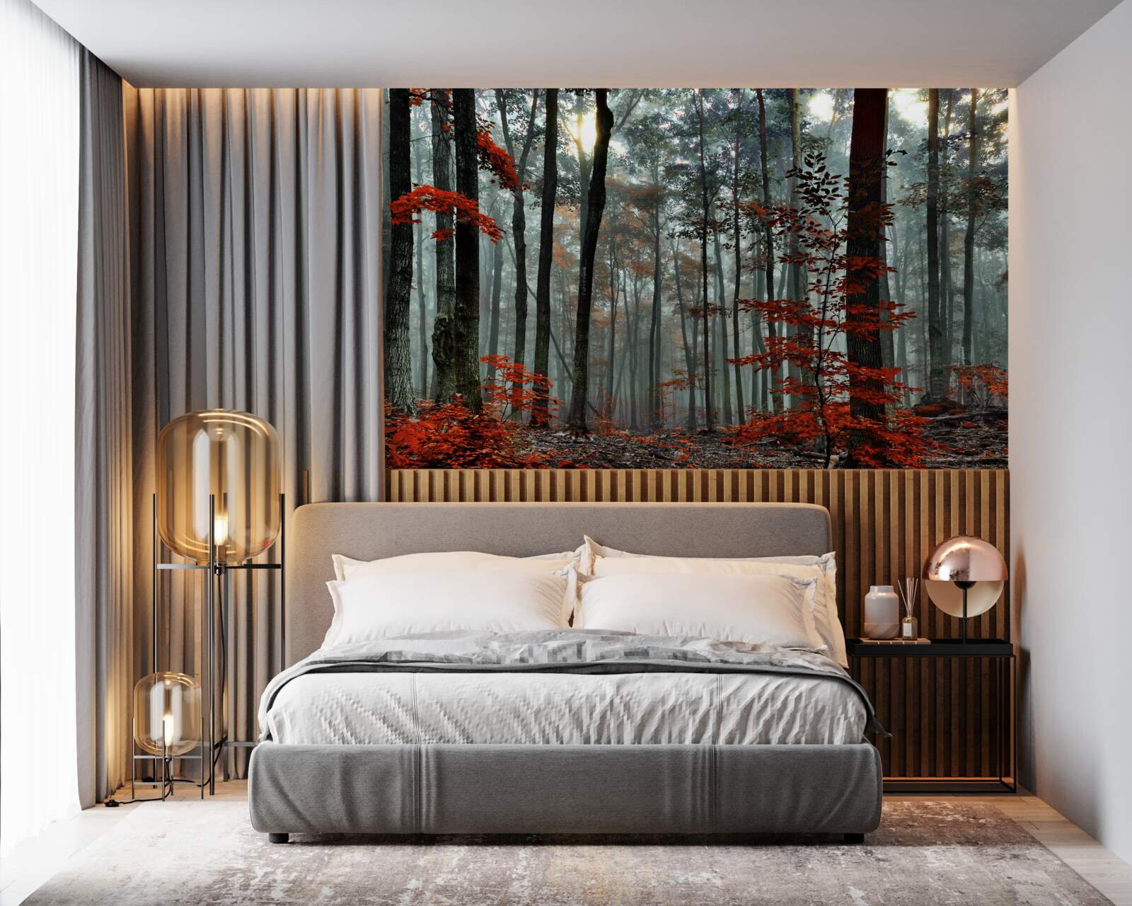 Fototapeta les bez lístia na jeseň