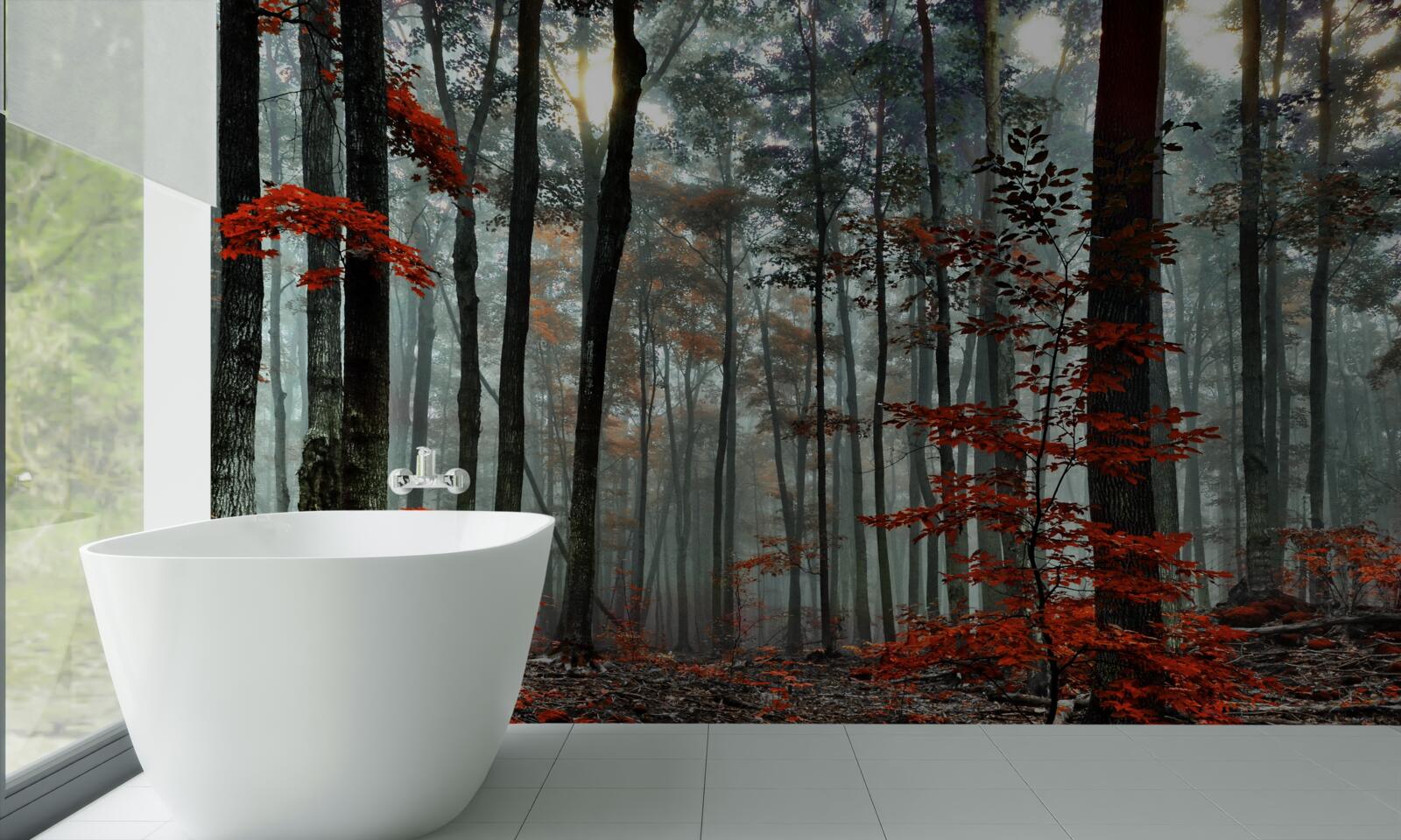 Fototapeta les bez lístia na jeseň