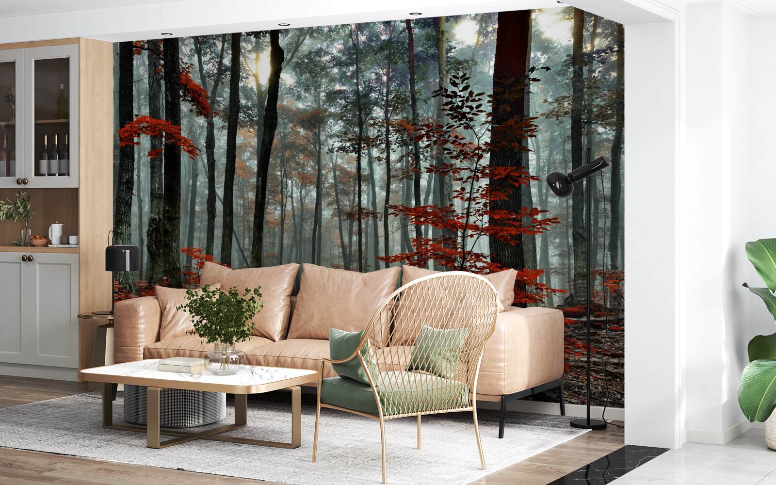 Fototapeta les bez lístia na jeseň