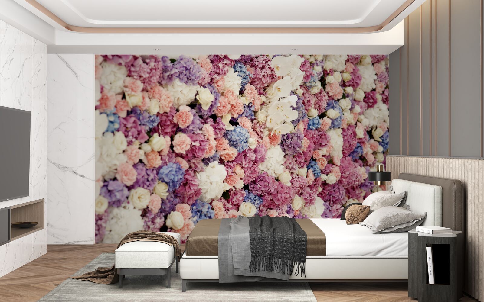 Fototapeta pozadie z viacfarebných kvetov