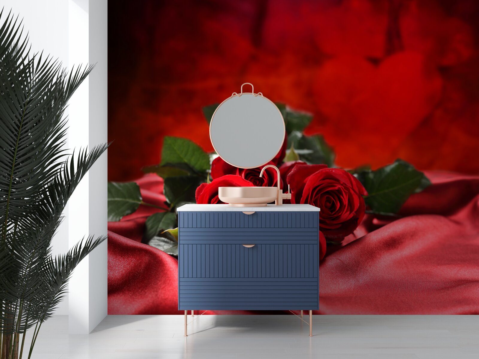 Fototapeta šarlátové ruže na bordovom saténe