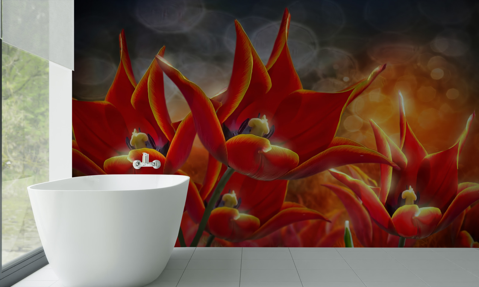 Fototapeta veľké šarlátové kvety