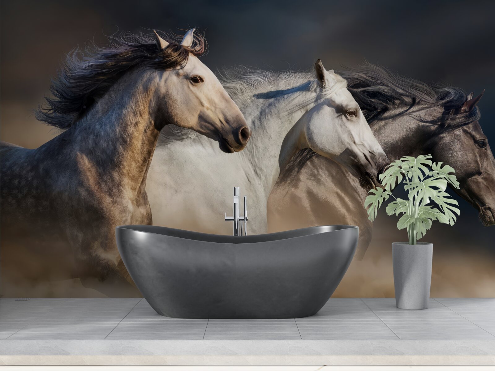 Fototapeta tri cválajúce kone