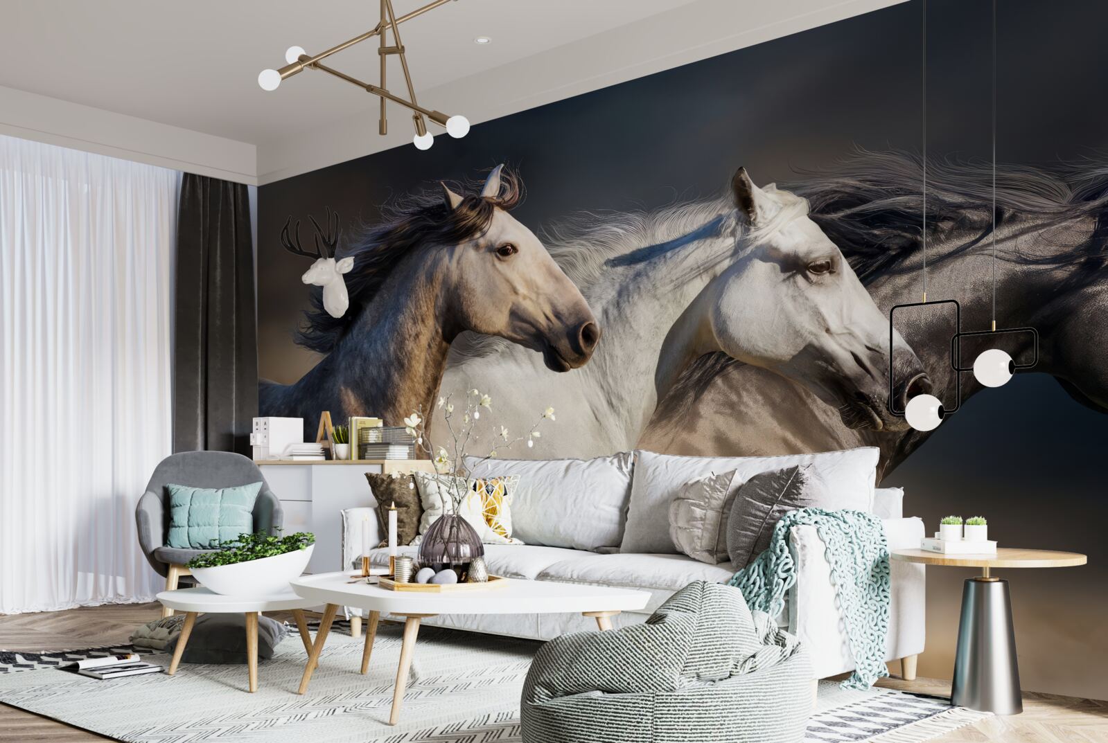 Fototapeta tri cválajúce kone