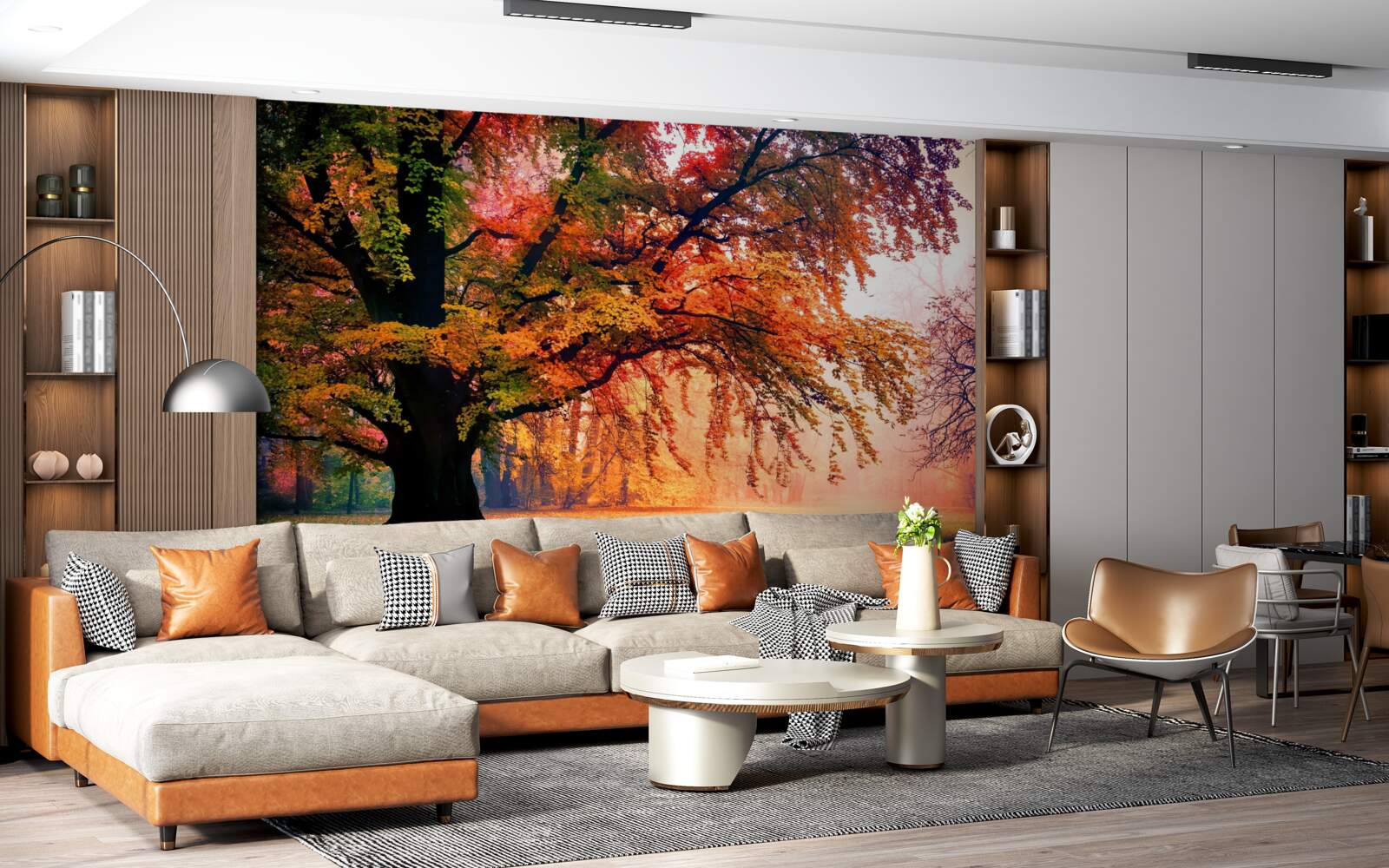 Fototapeta les zahalený jesennou hmlou