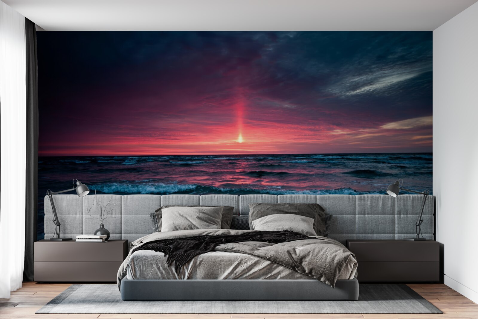 Fototapeta slnko zapadá pod morský horizont