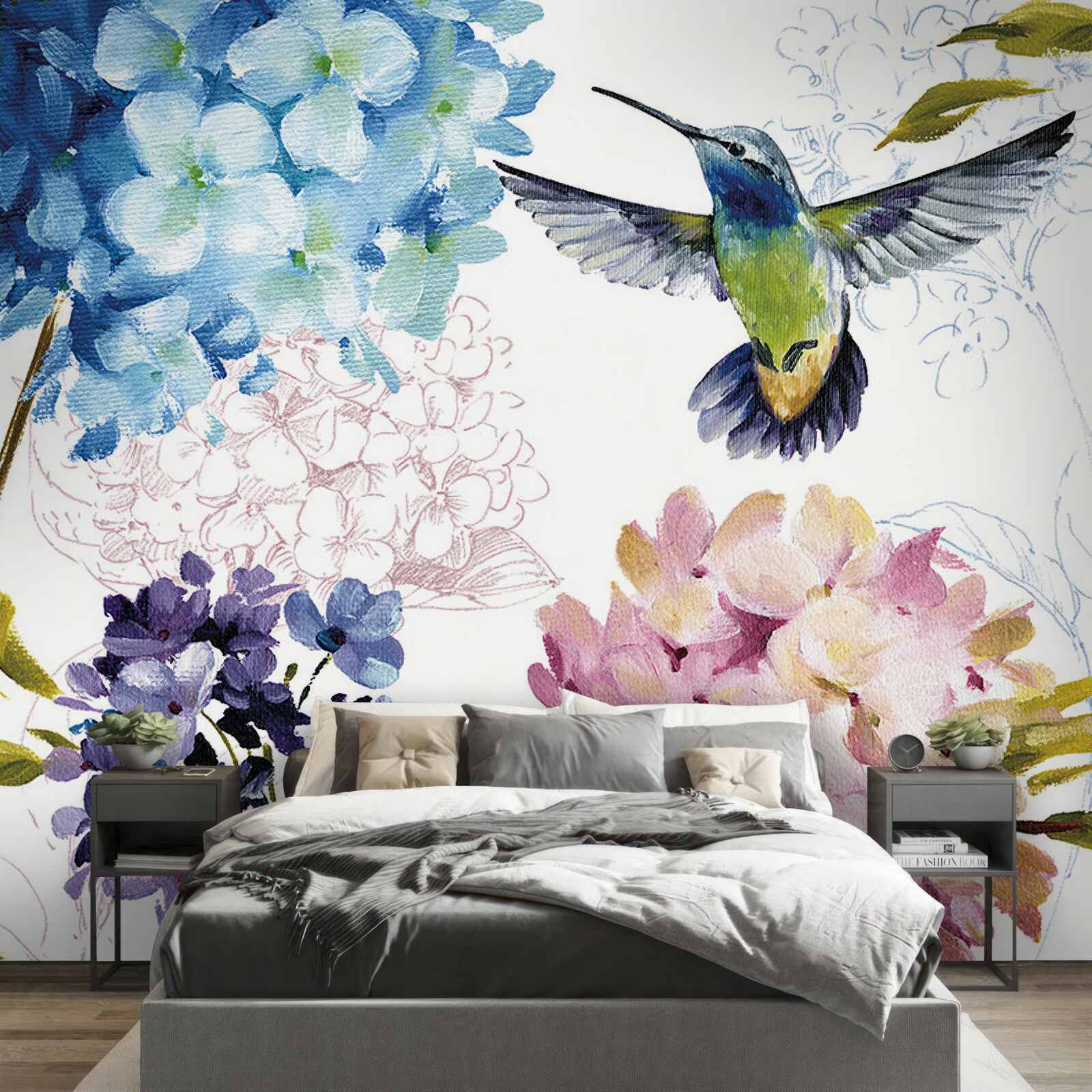 Fototapeta kolibrík zobrazený medzi kvetmi