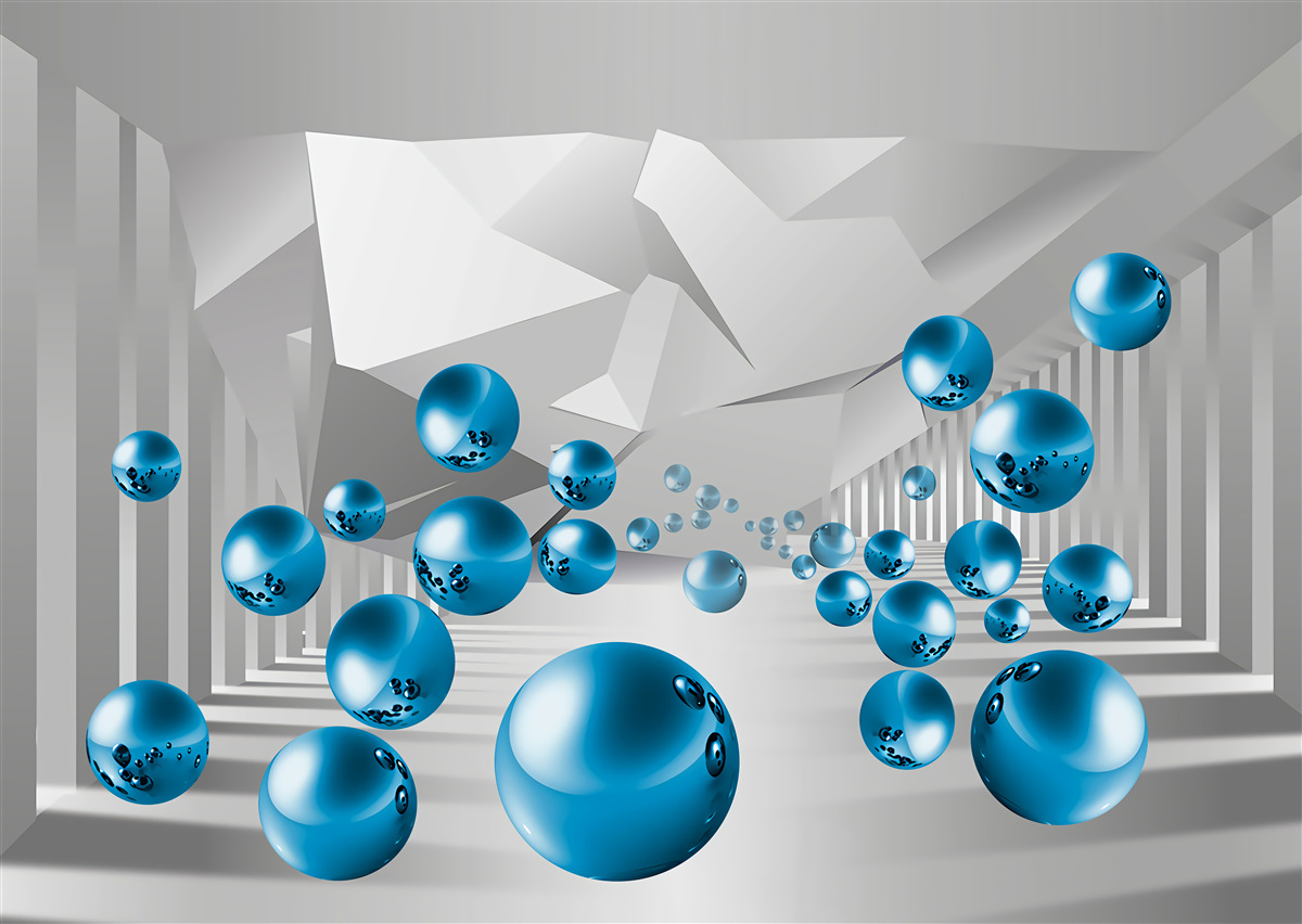 Fototapeta objemové modré gule na chodbe