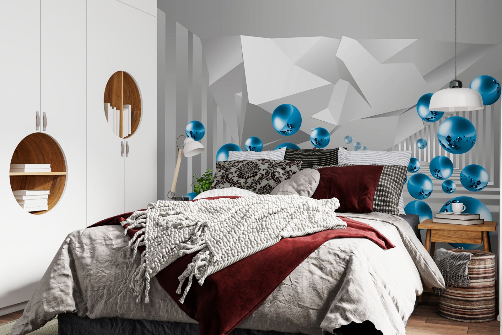 Fototapeta objemové modré gule na chodbe