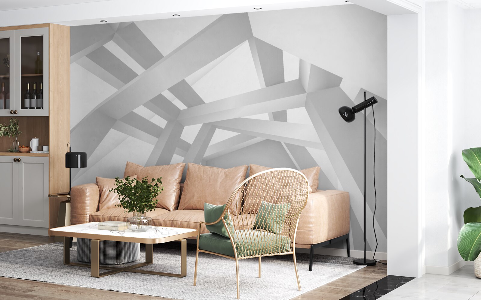 Fototapeta objemová abstraktná kompozícia v šedej farbe