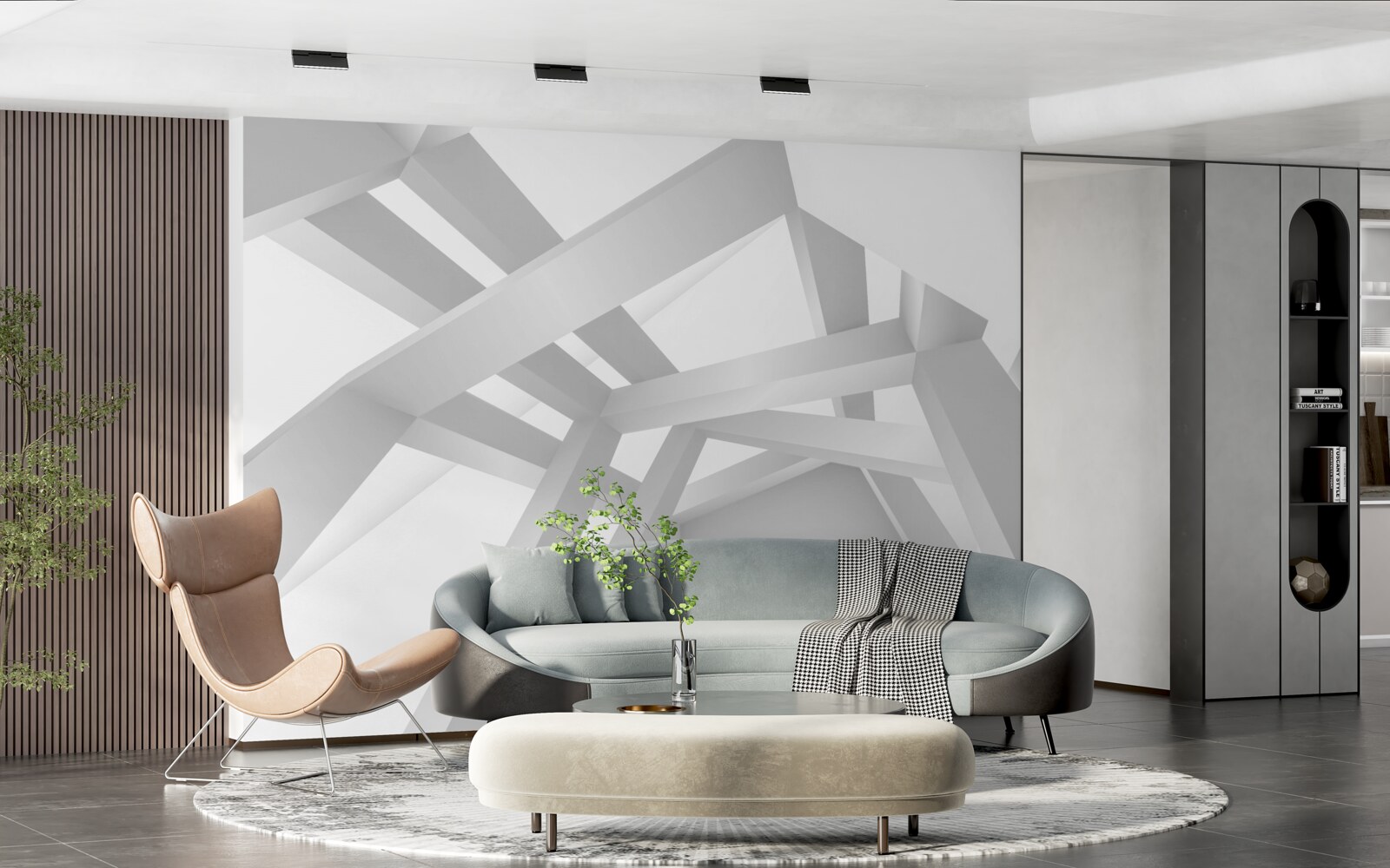 Fototapeta objemová abstraktná kompozícia v šedej farbe