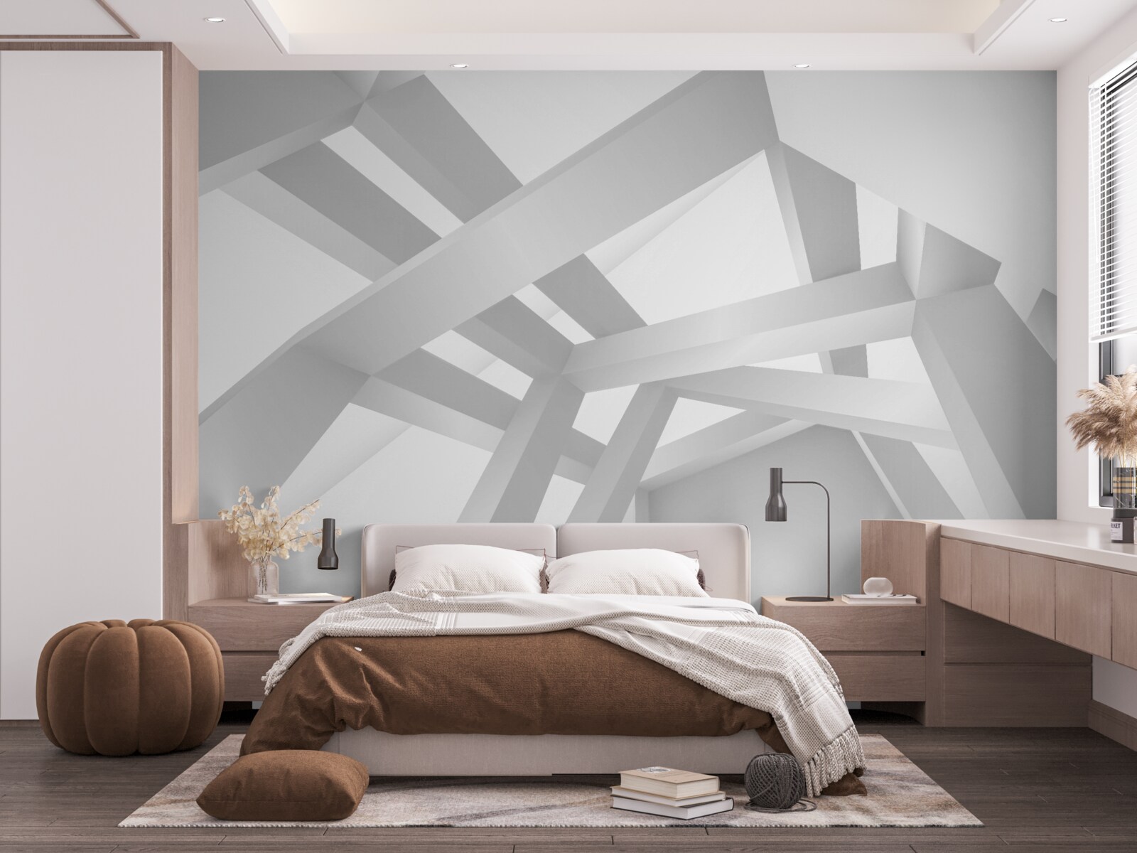 Fototapeta objemová abstraktná kompozícia v šedej farbe