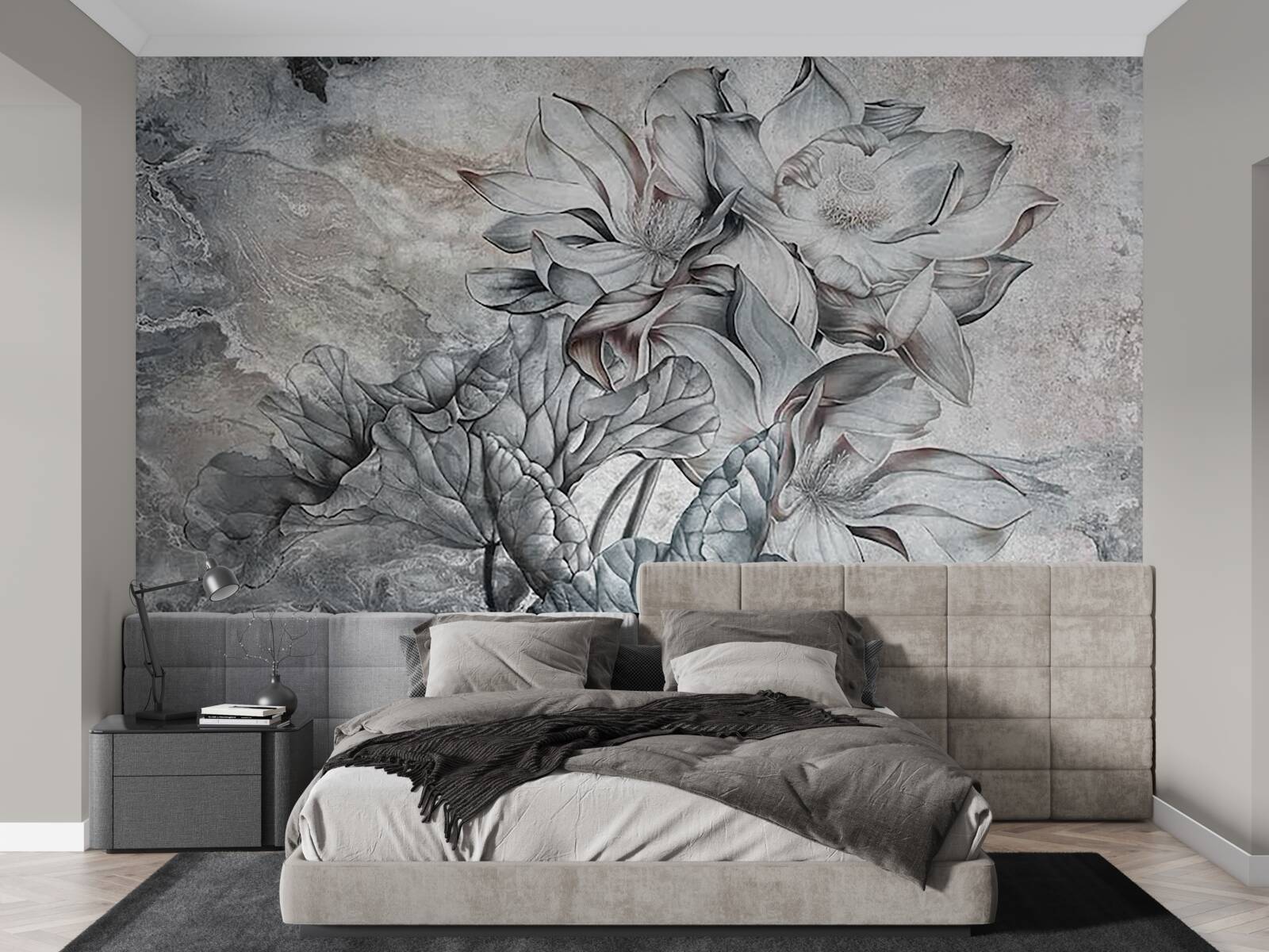 Fototapeta veľké kvety neobvyklého tvaru, ručne kreslené