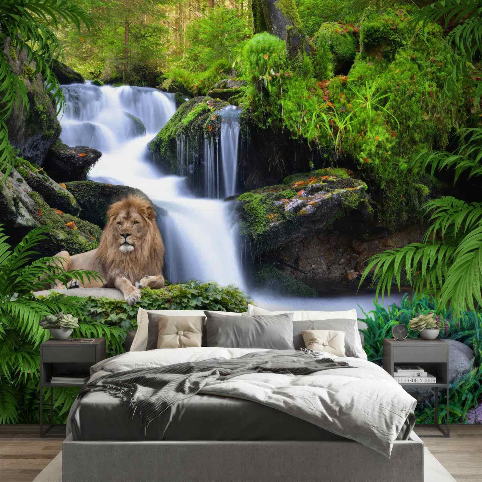 Fototapeta pri vodopáde je lev
