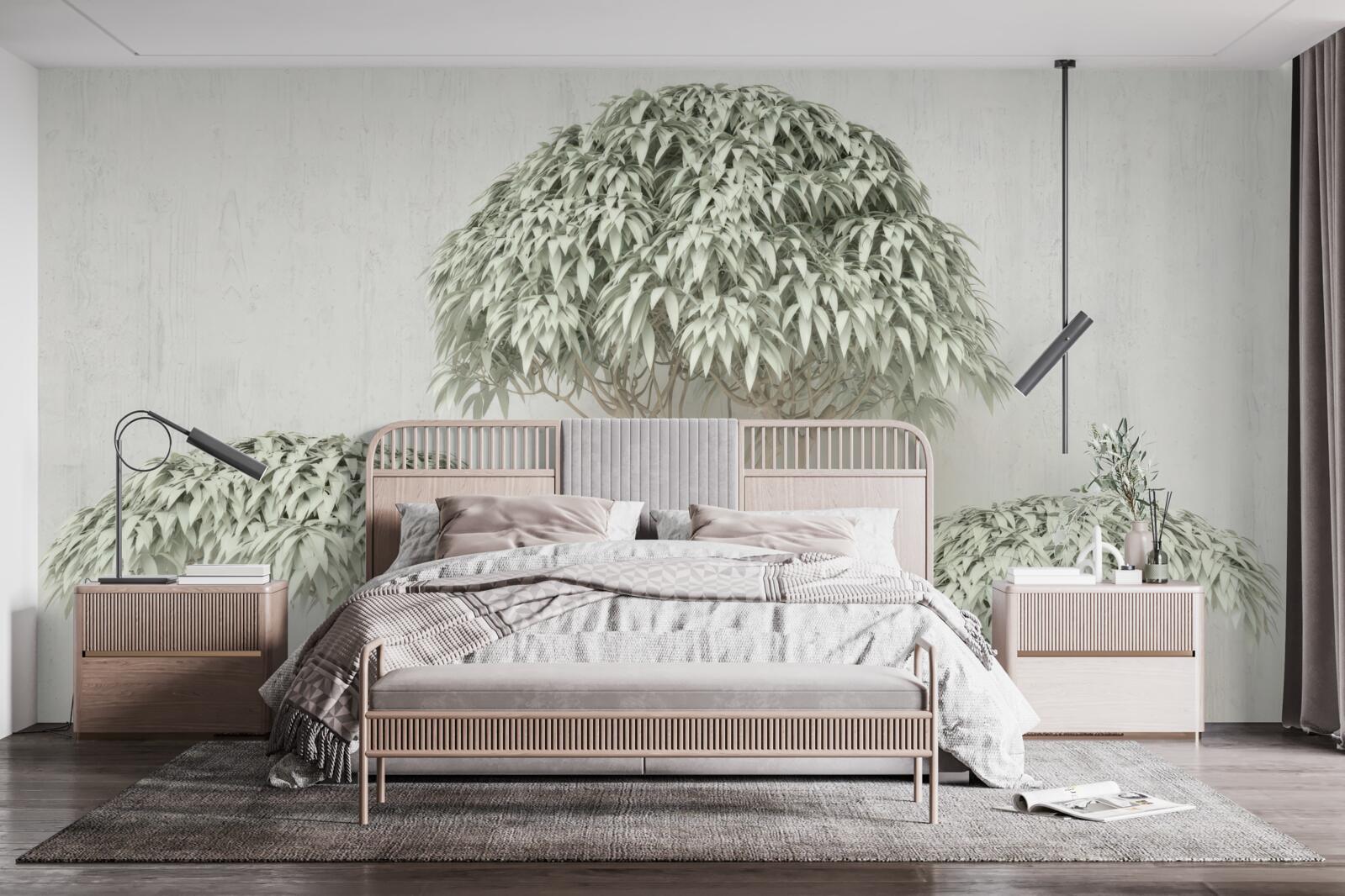 Fototapeta strom s listami na sivom pozadí