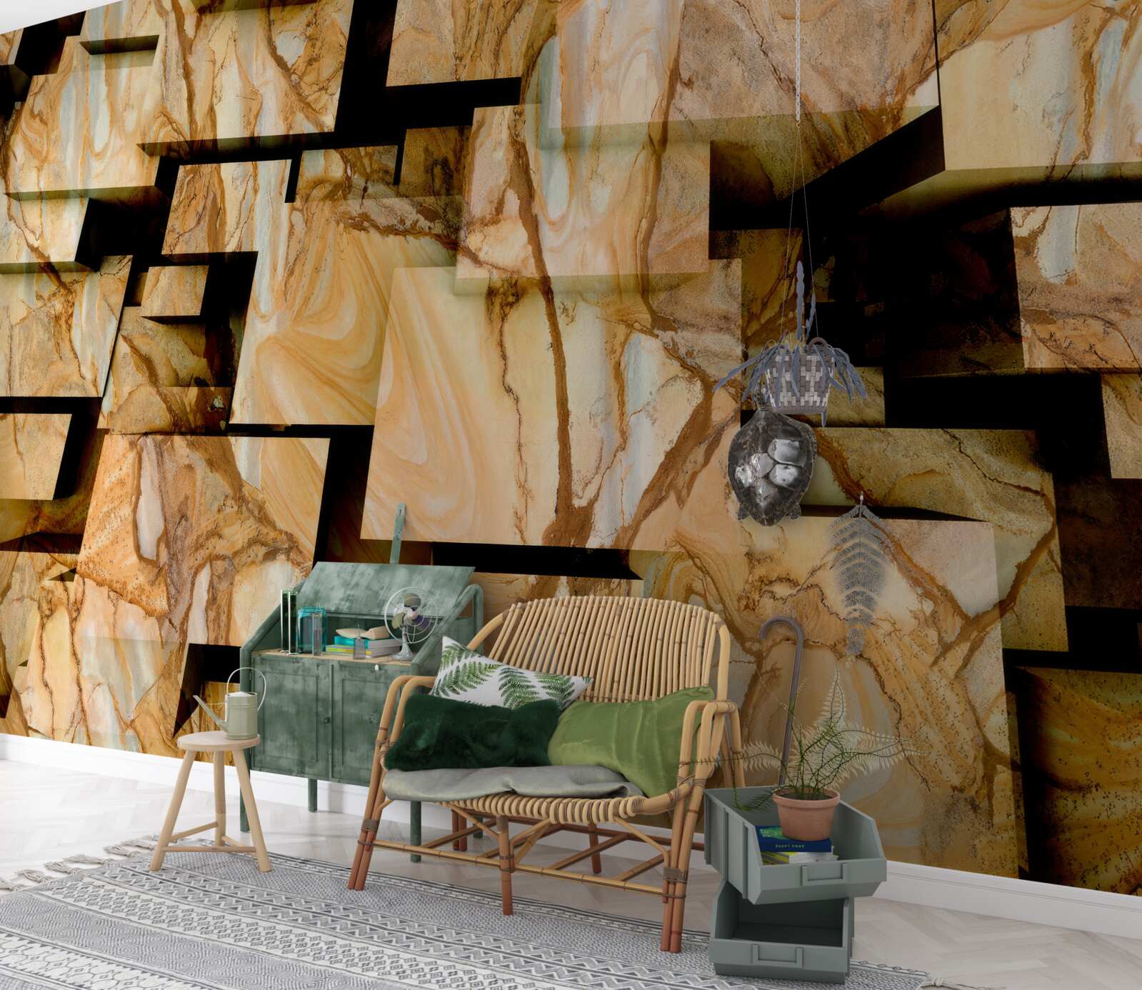 Fototapeta trojrozmerné hnedé štvorce