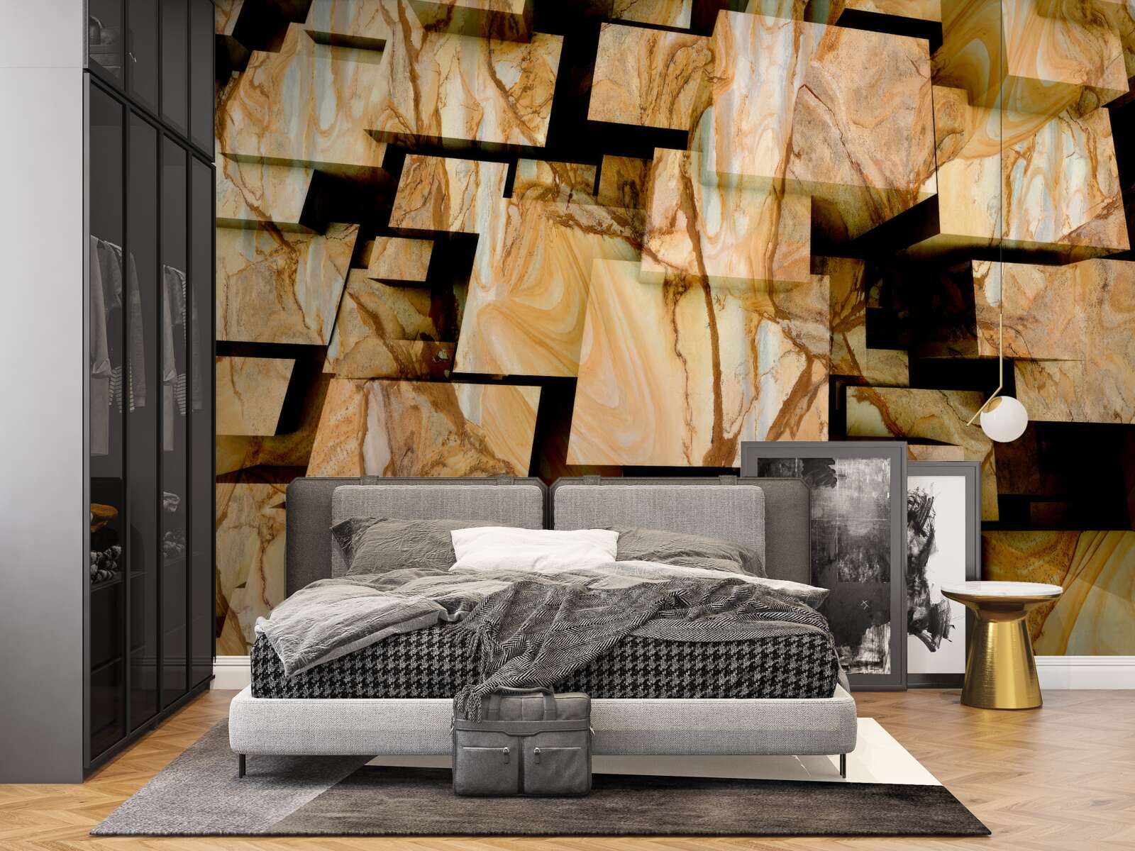 Fototapeta trojrozmerné hnedé štvorce