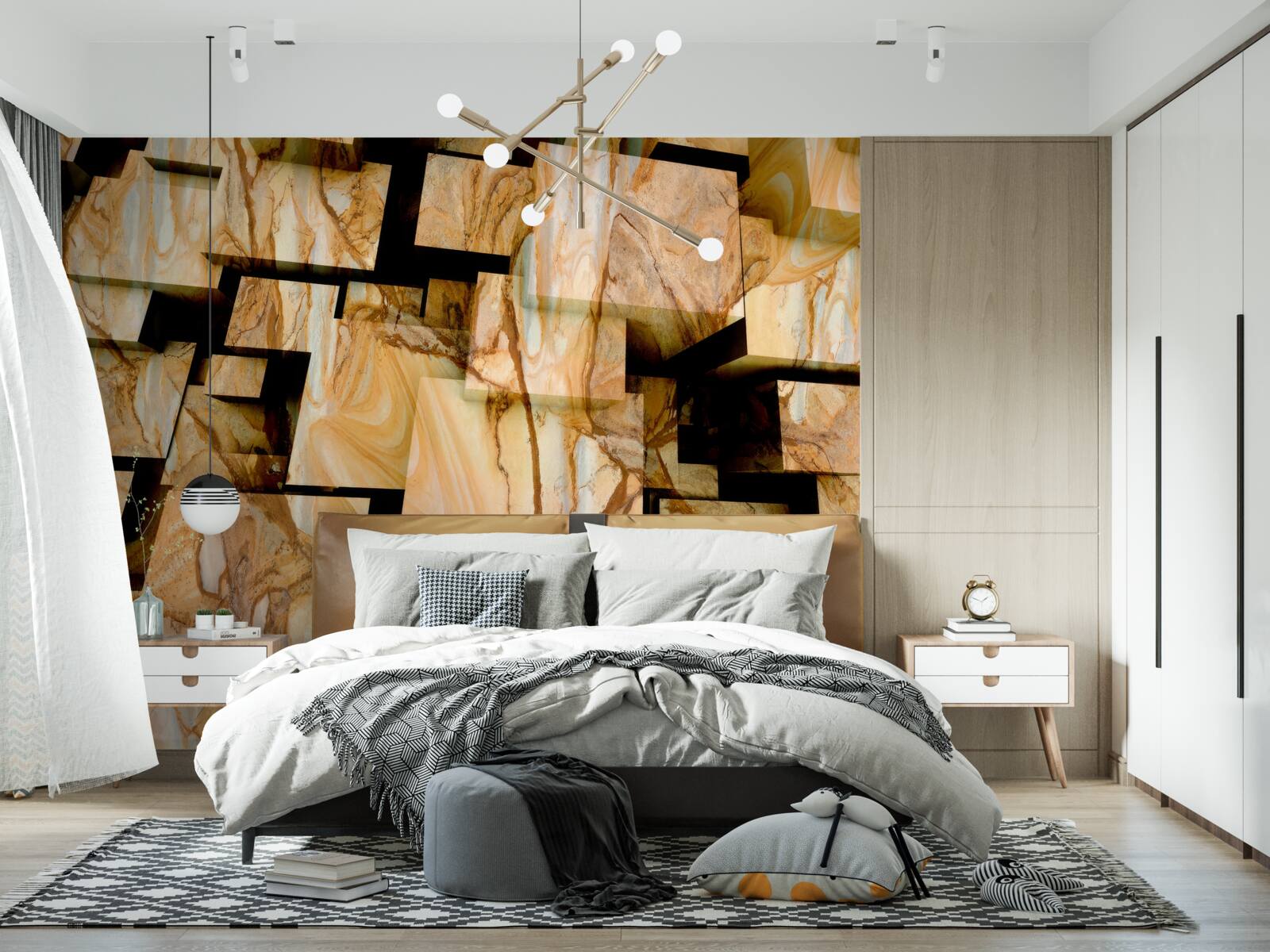 Fototapeta trojrozmerné hnedé štvorce