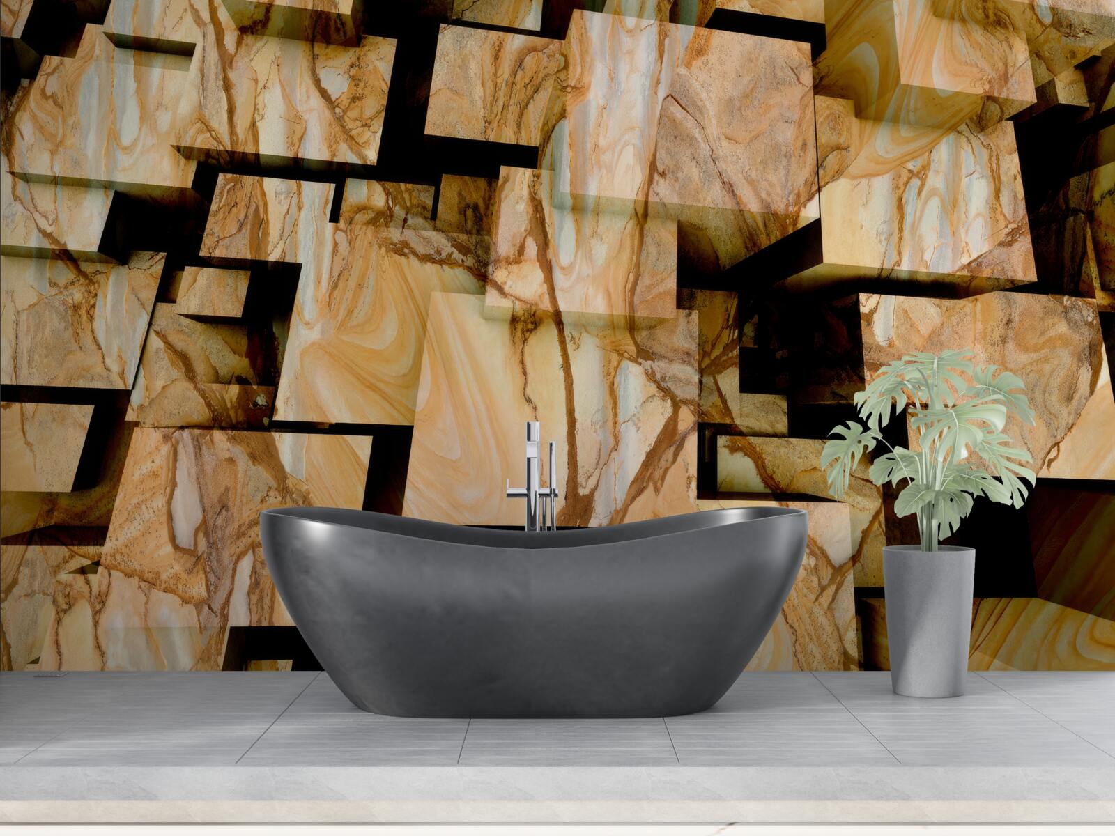 Fototapeta trojrozmerné hnedé štvorce