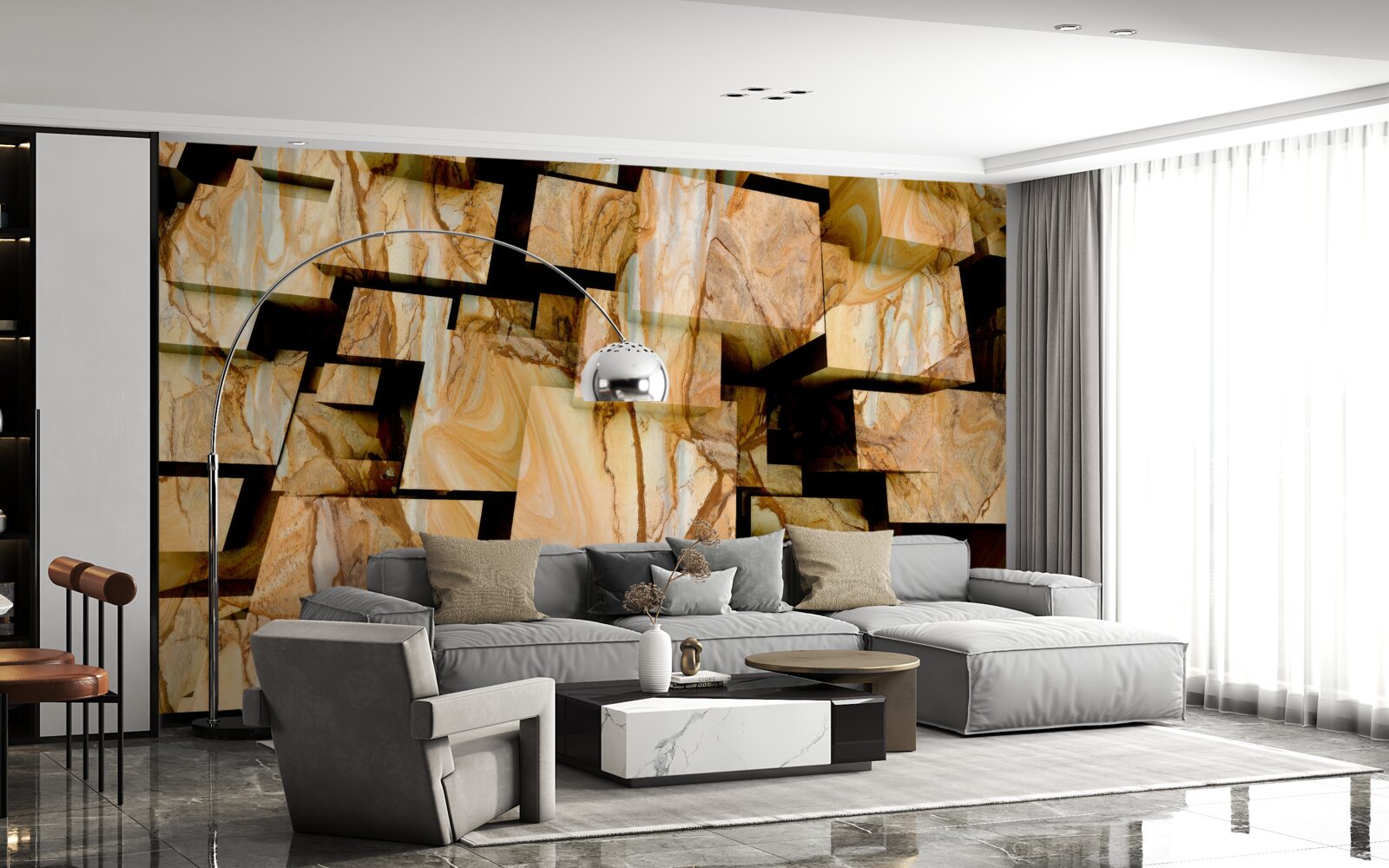 Fototapeta trojrozmerné hnedé štvorce