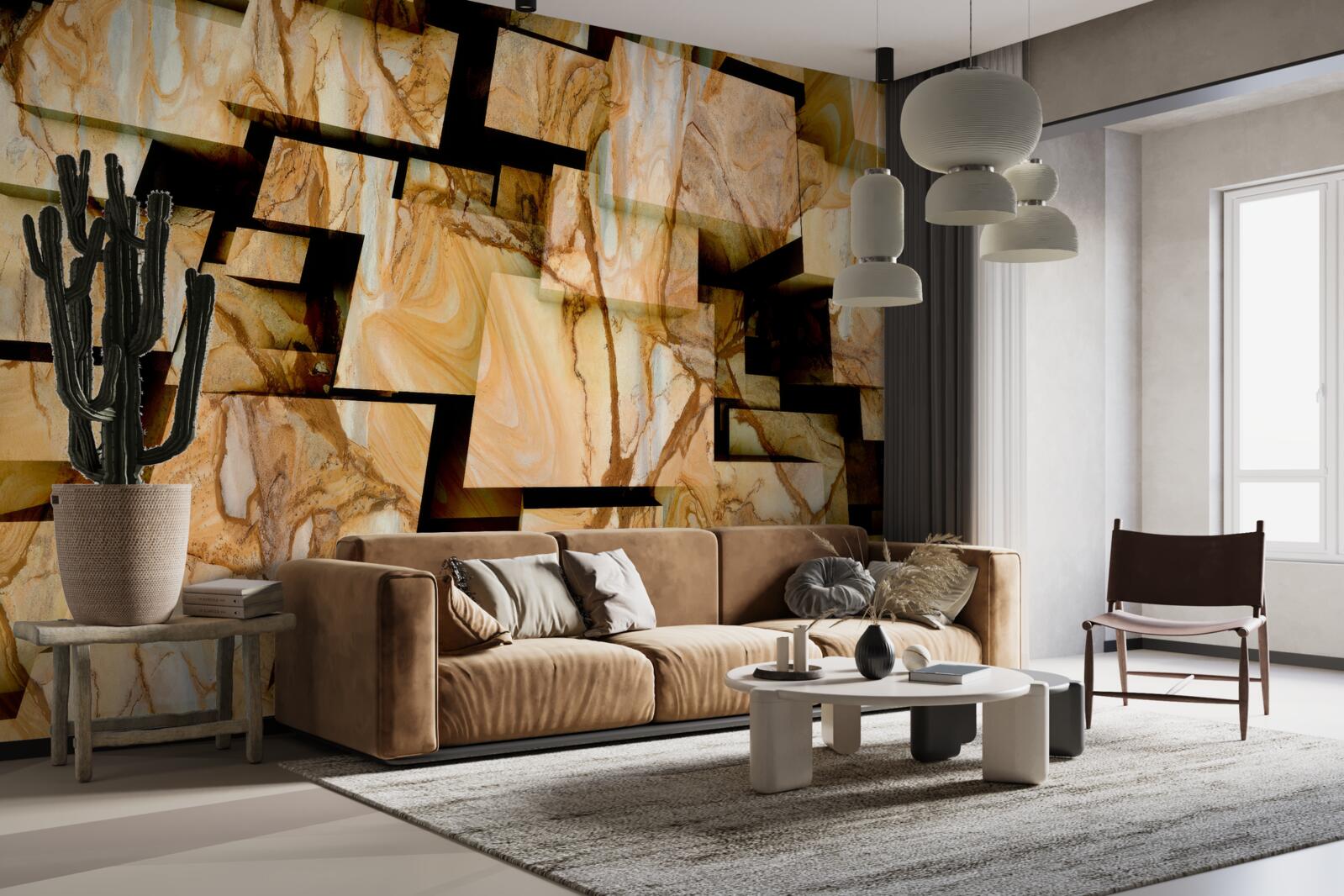 Fototapeta trojrozmerné hnedé štvorce