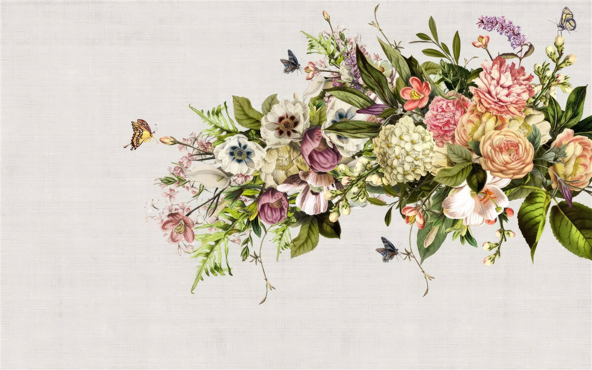 Fototapeta motýle lietajú na krásnych kvetoch