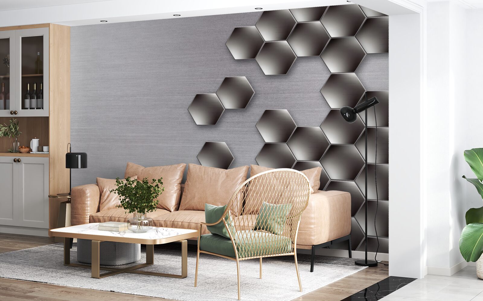 Fototapeta malé čierne šesťuholníky