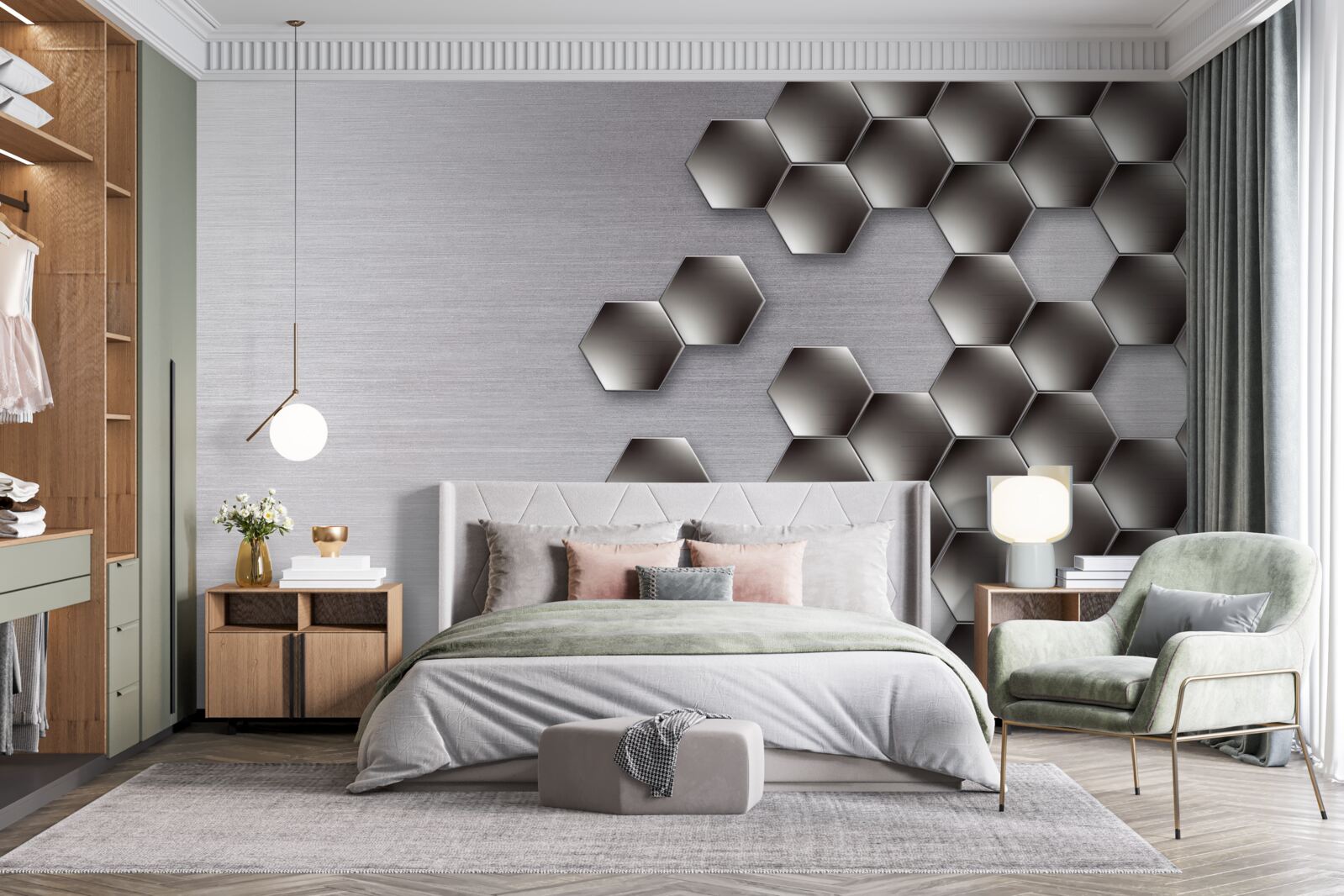 Fototapeta malé čierne šesťuholníky