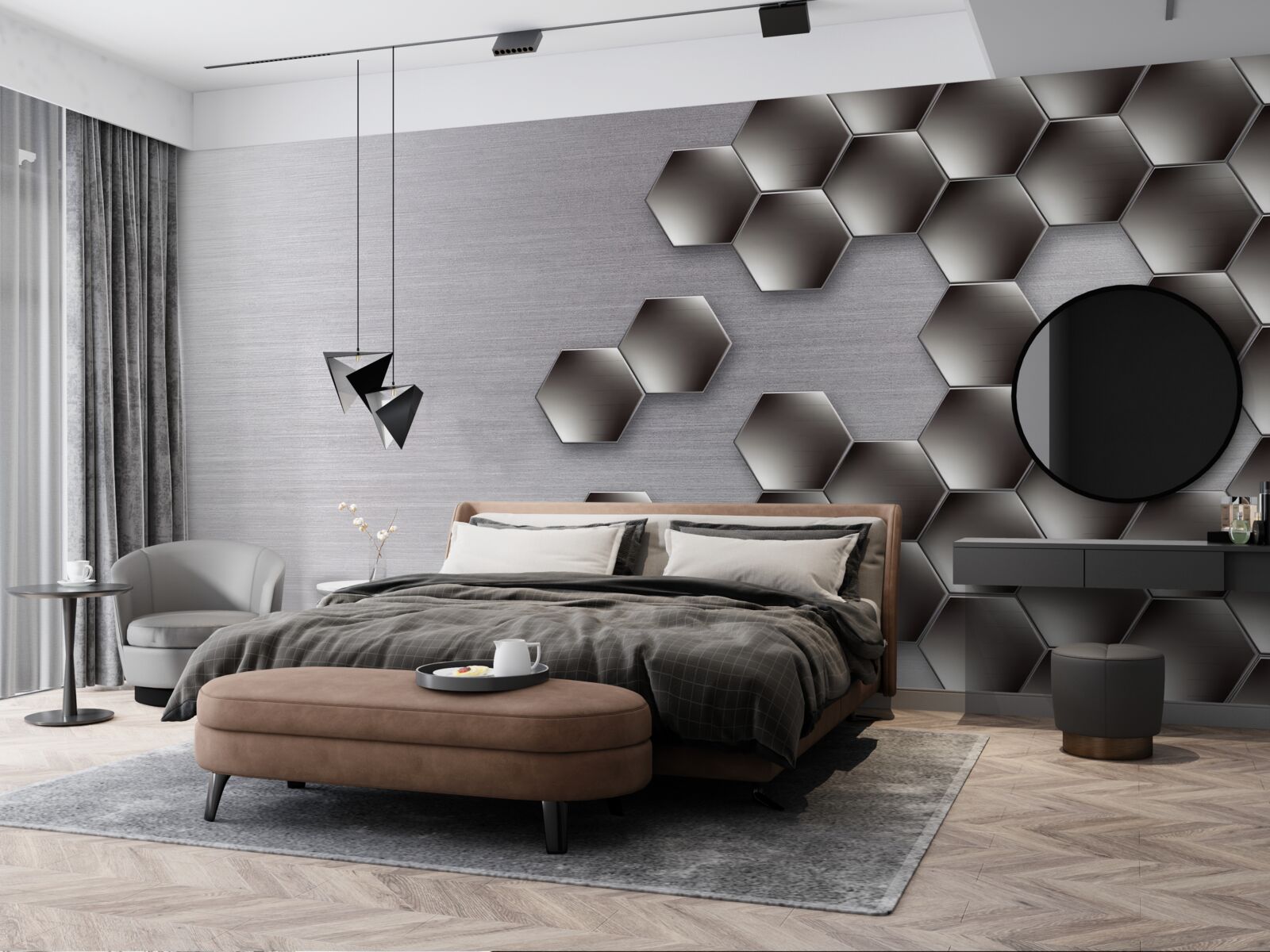 Fototapeta malé čierne šesťuholníky