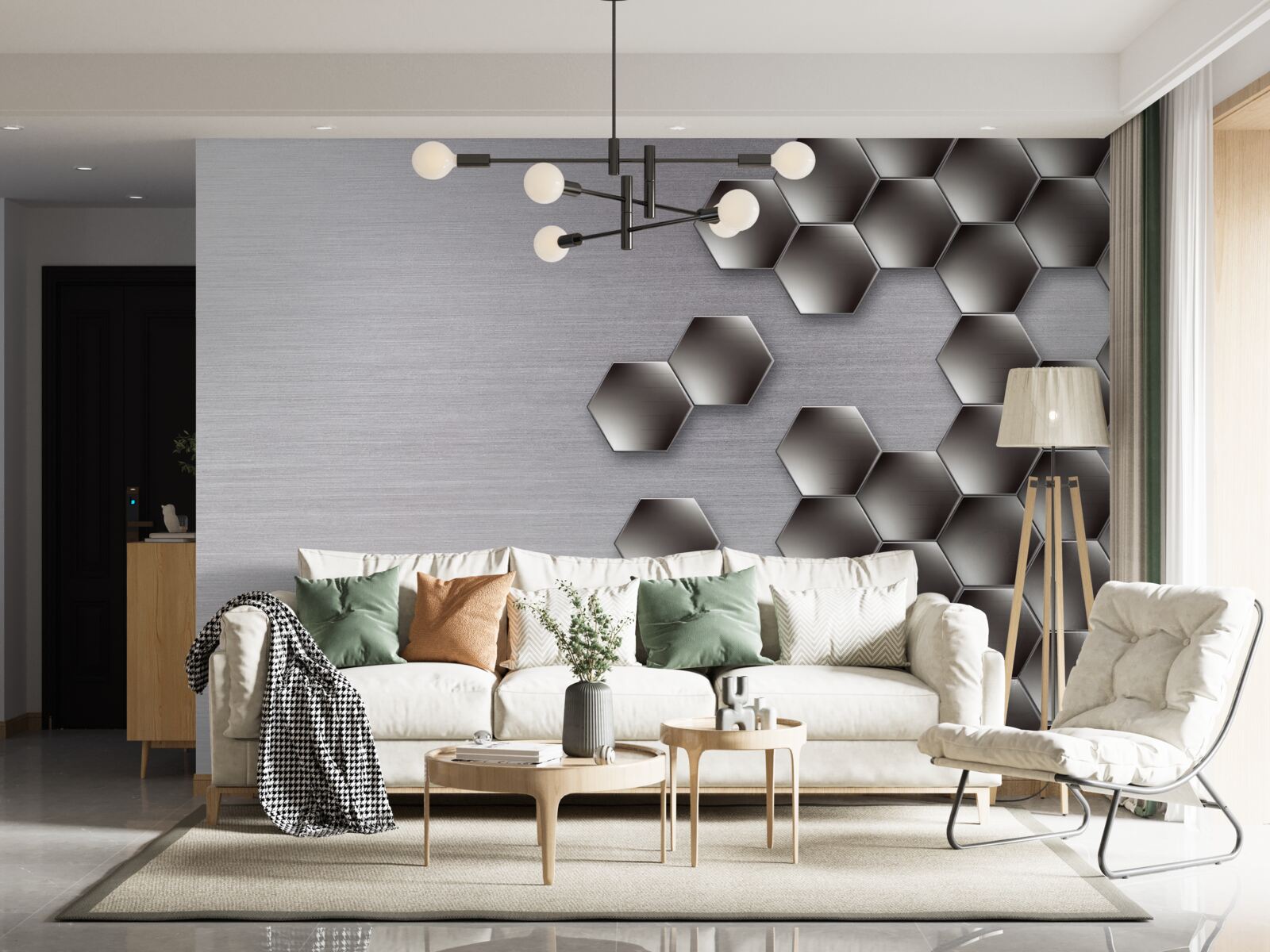 Fototapeta malé čierne šesťuholníky